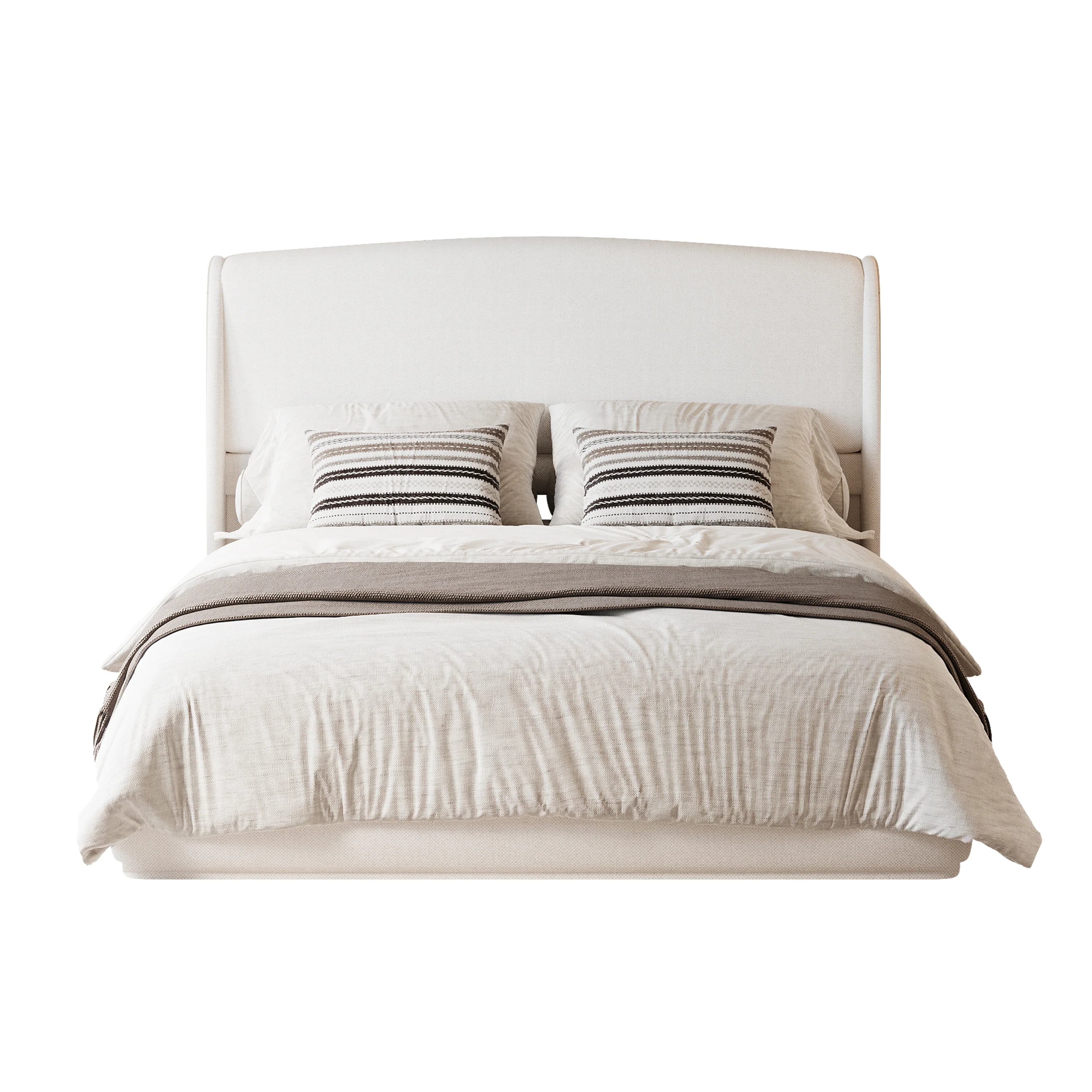 Elegant Linen Upholstered Queen Bed Frame with Wingback Headboard - Image 11