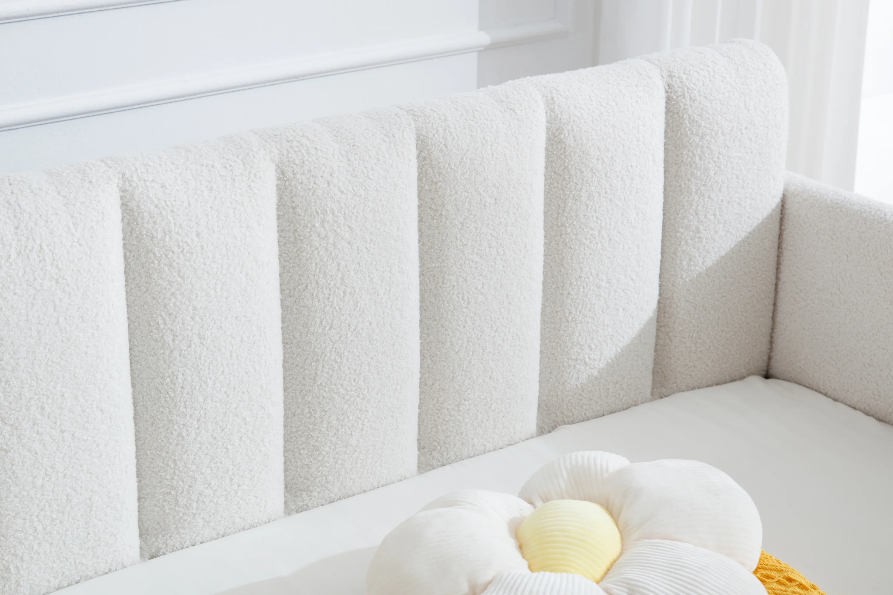 Walker Edison | Elena Twin Size Ivory Boucle Upholstered Daybed - Image 8