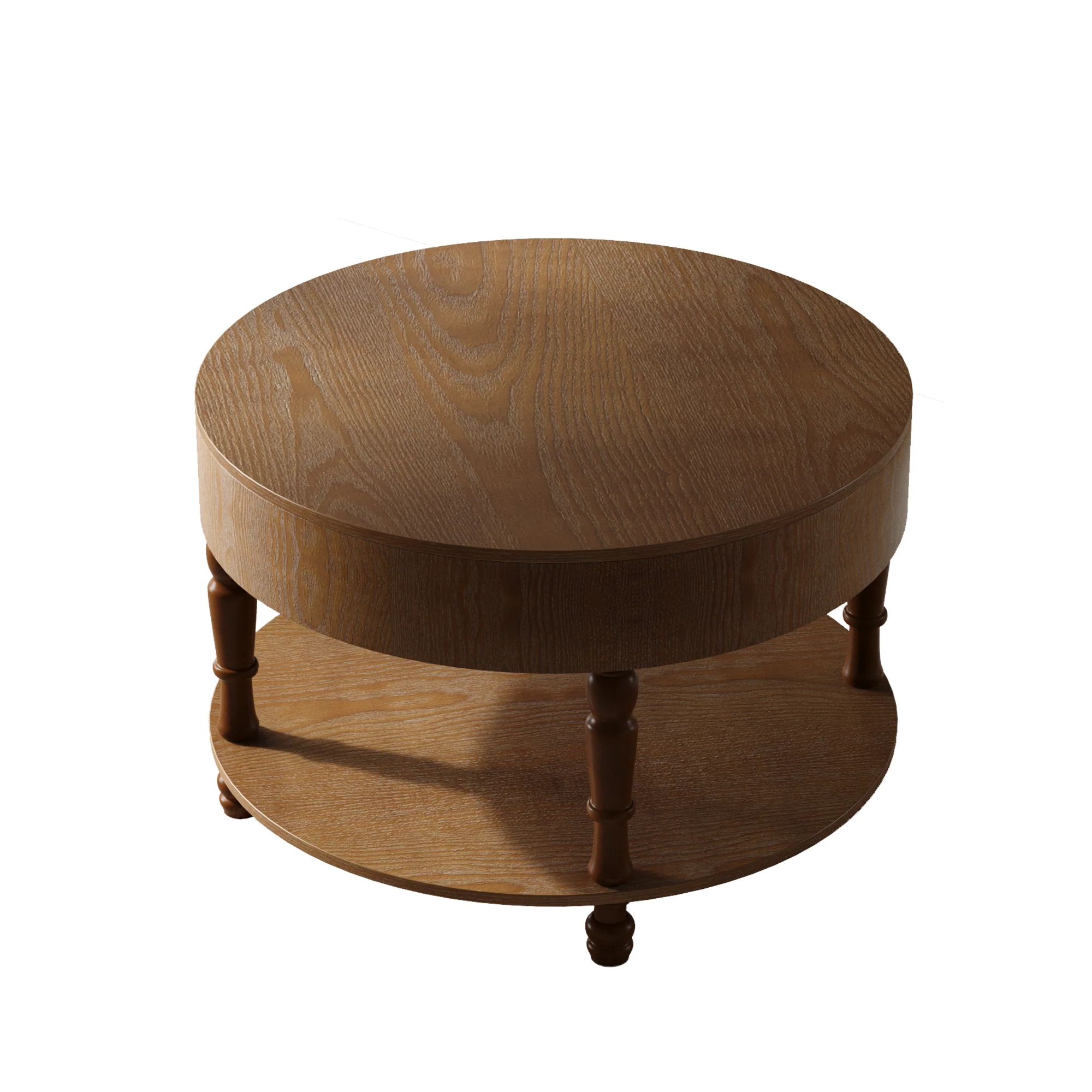 Walker Edison | Elevated Traditional 31.5' Round Coffee Table with Dual Storage - Image 12