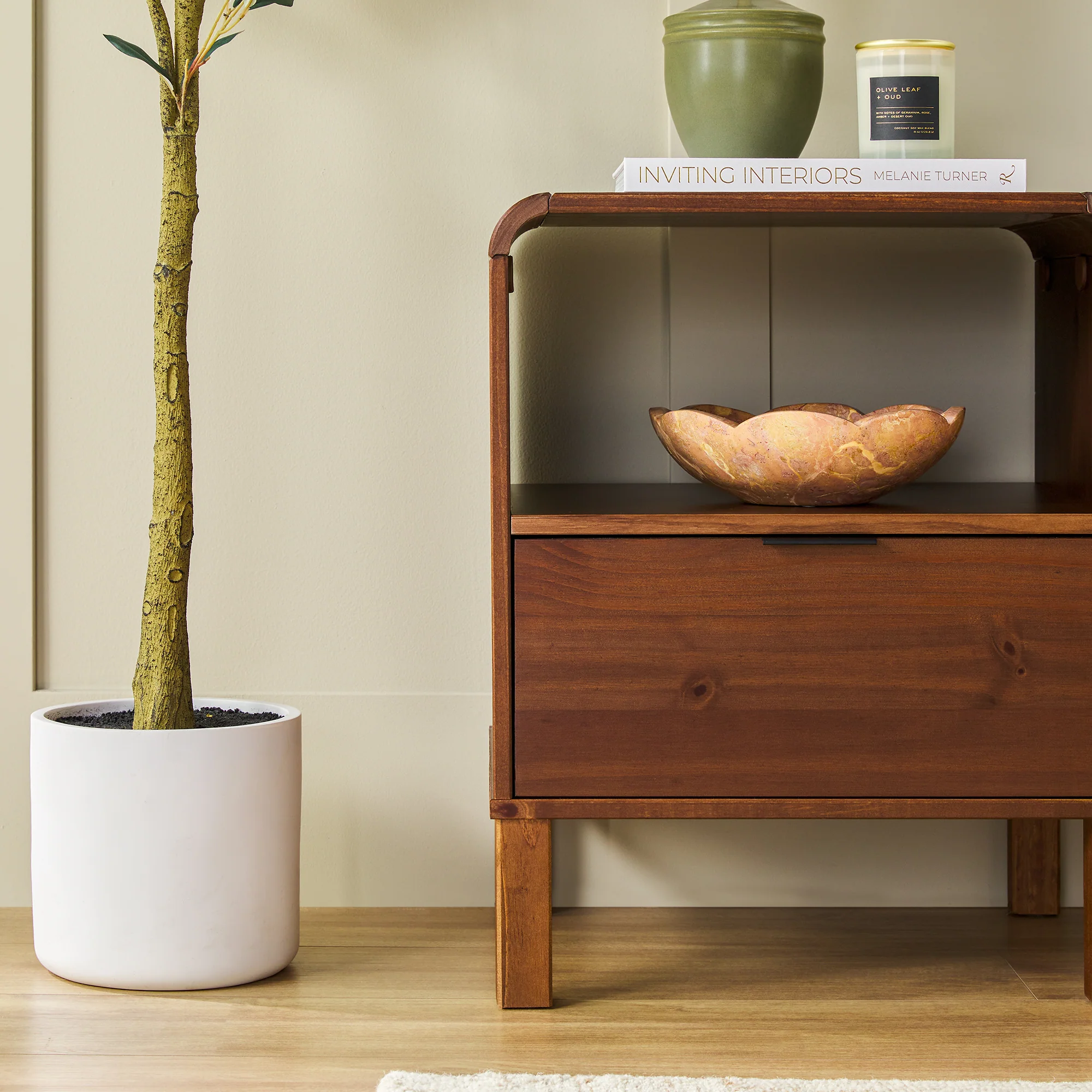 Elias Modern Curved-Frame Solid Wood Nightstand - Image 8