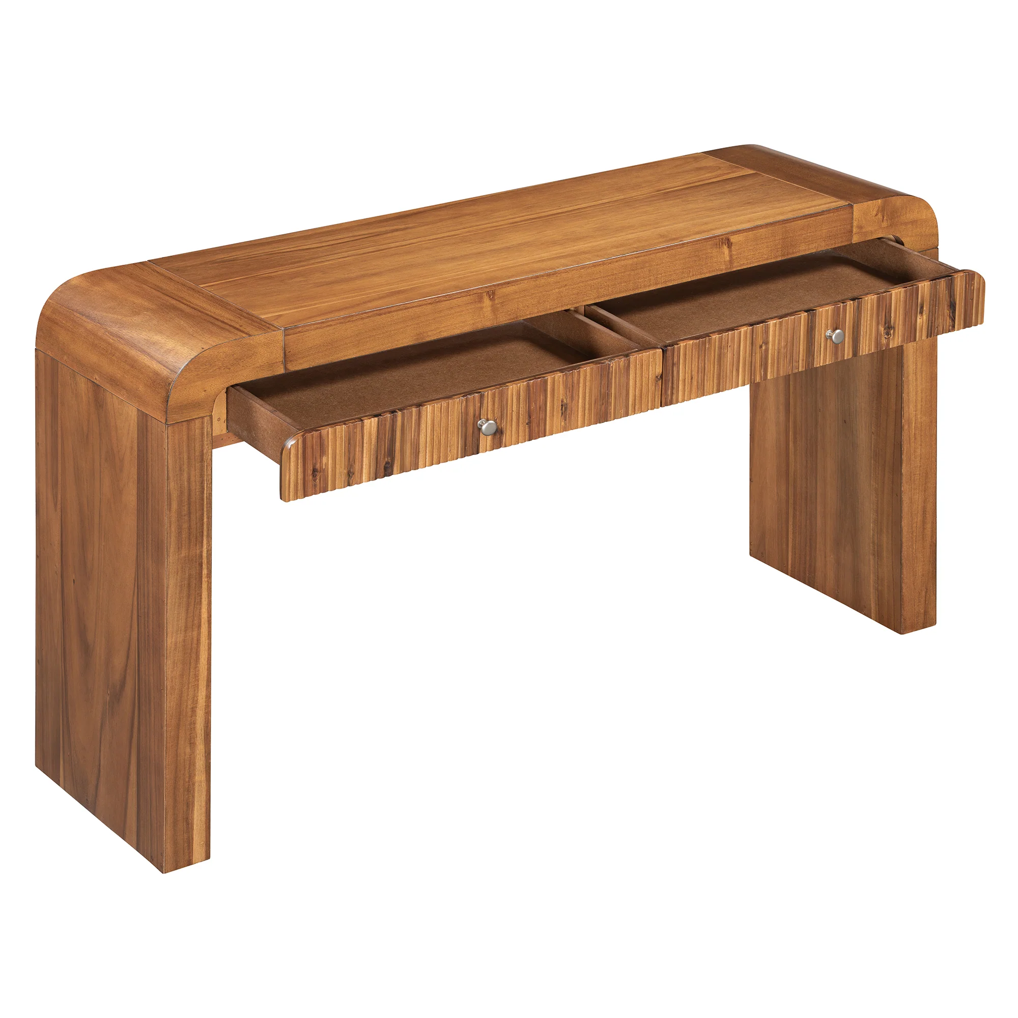 Walker Edison | Entryway Fluted Curve Design Console/Desk Table with Drawers - Image 11