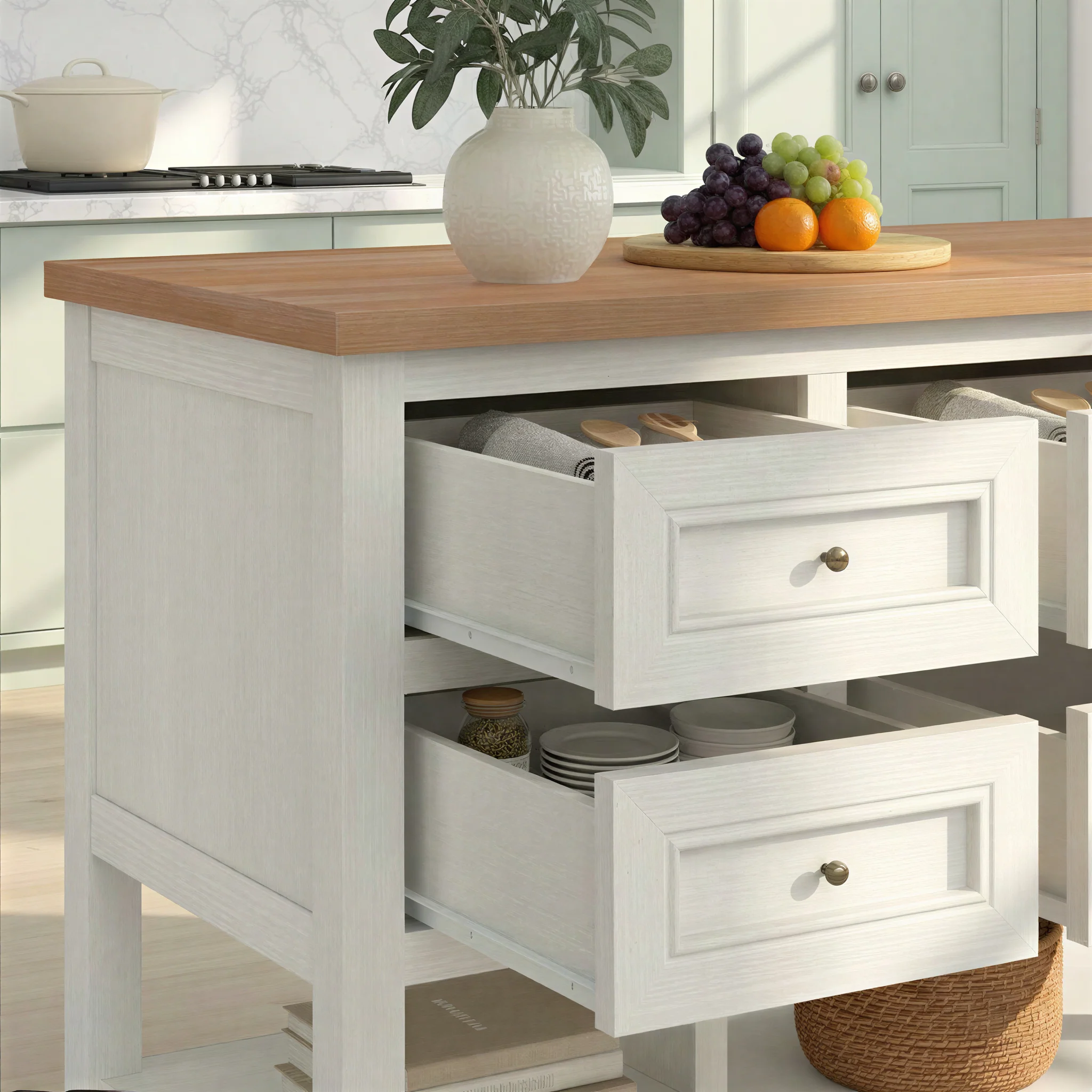 Everlee Free-Standing 52" Kitchen Island with 6 Drawer Storage - Image 12