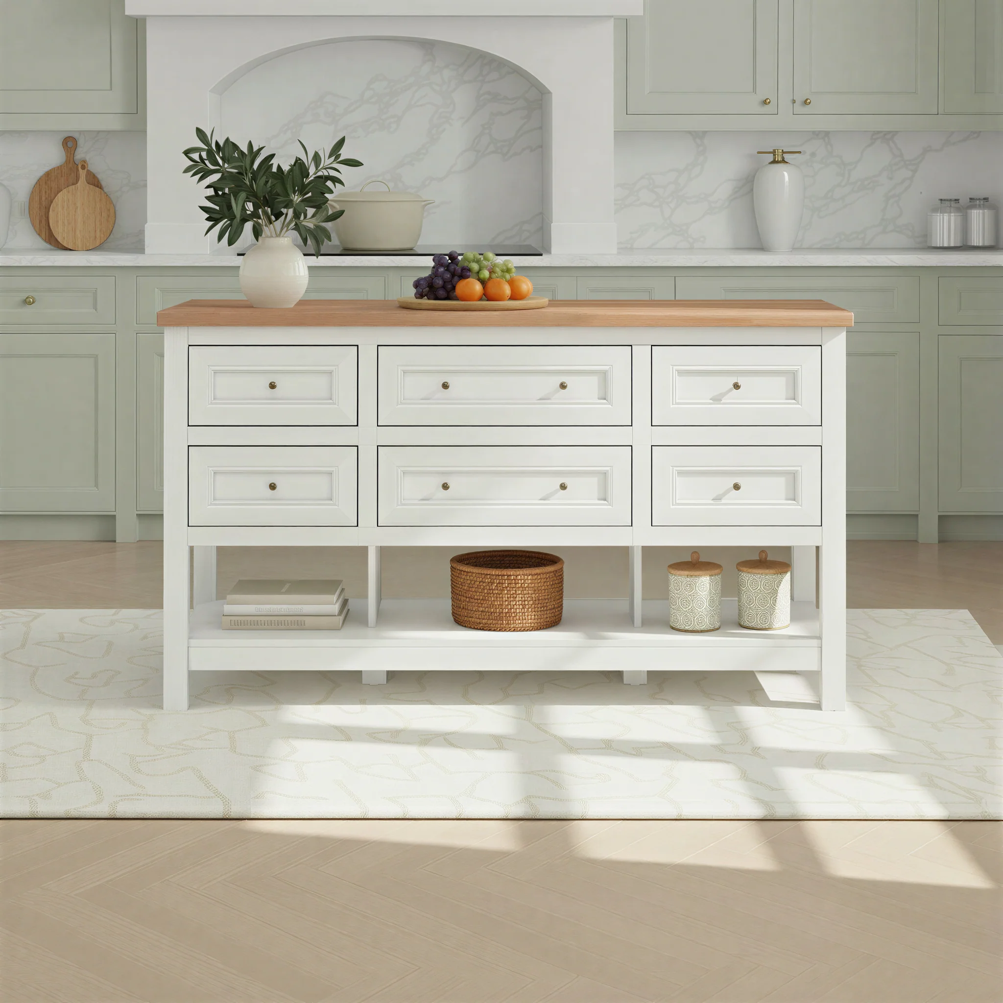 Everlee Free-Standing 52" Kitchen Island with 6 Drawer Storage - Image 3