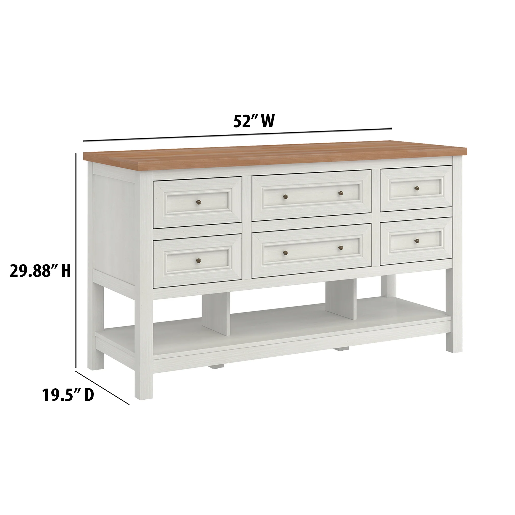Everlee Free-Standing 52" Kitchen Island with 6 Drawer Storage - Image 7