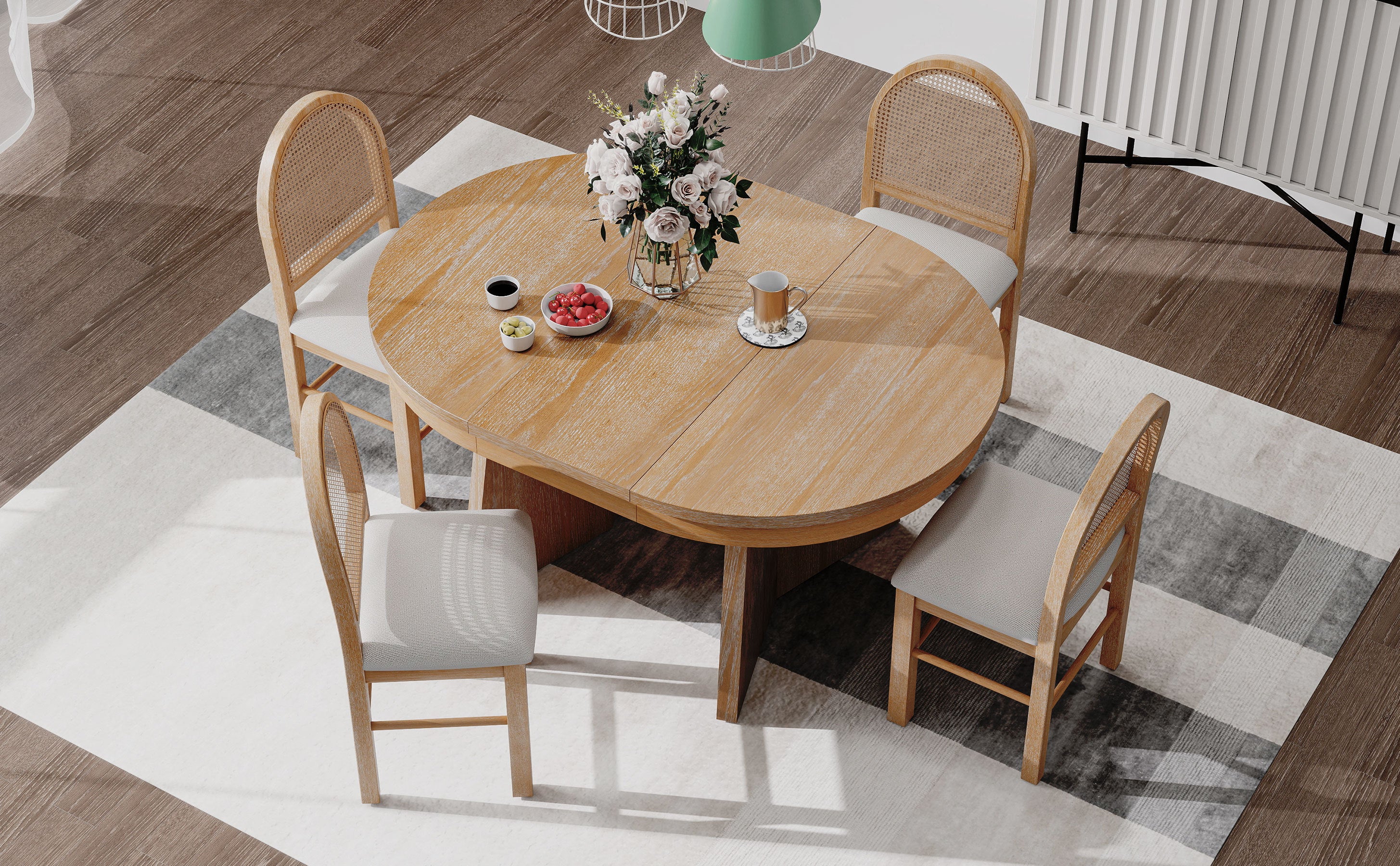 Walker Edison | Extendable 5-Piece Round Dining Table Set for 4 - Image 27
