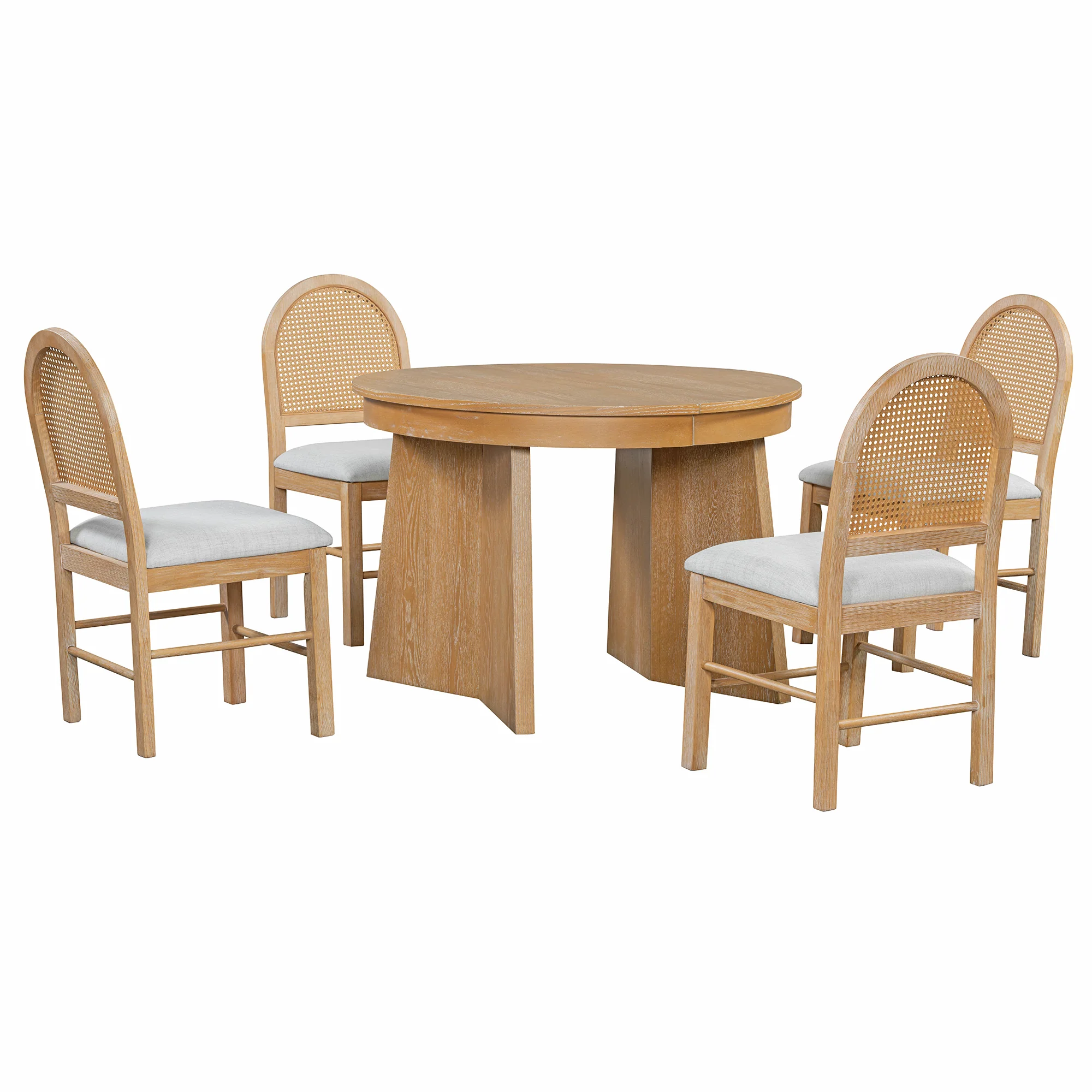 Walker Edison | Extendable 5-Piece Round Dining Table Set for 4 - Image 48