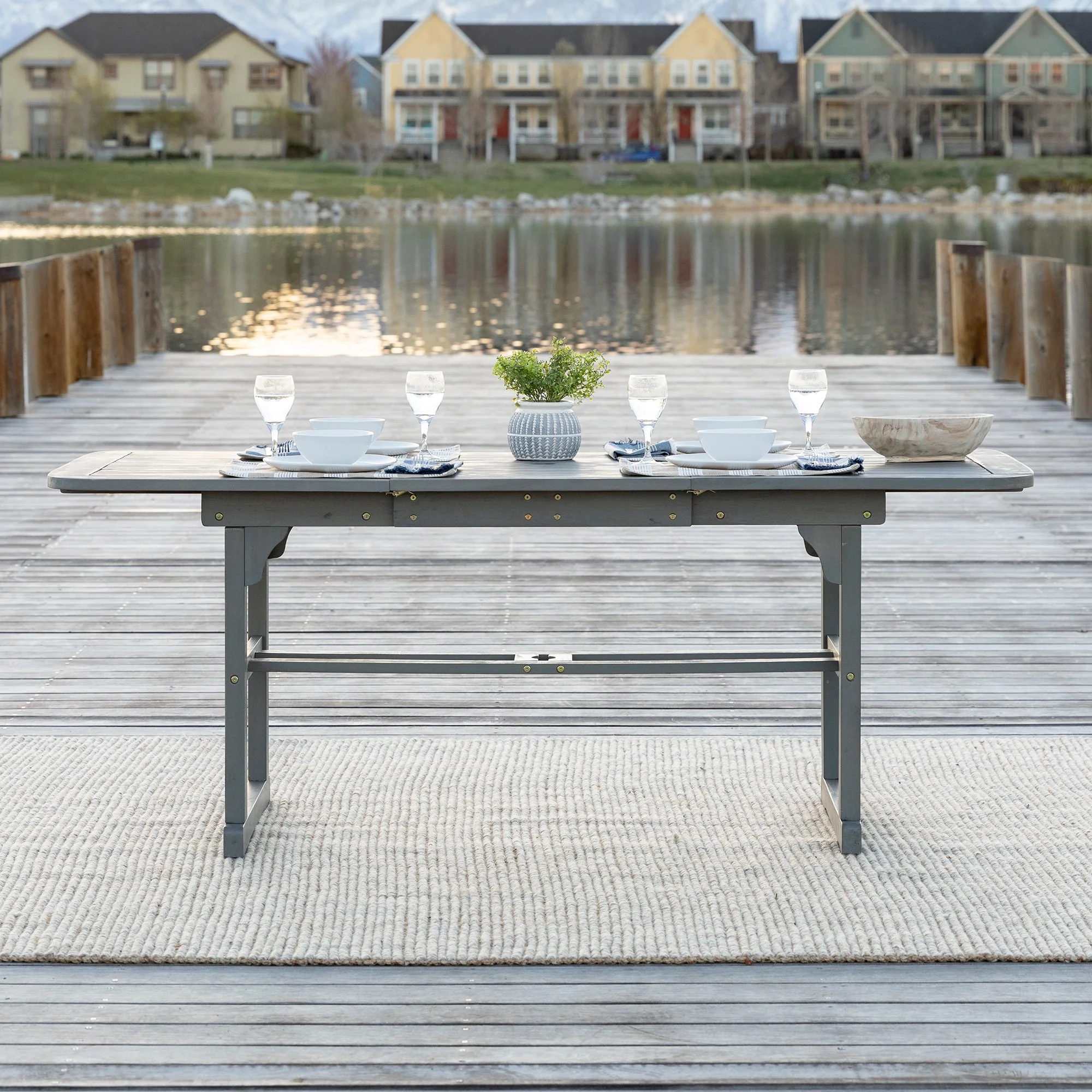 Midland Acacia Wood Outdoor Patio Butterfly Dining Table - Image 10