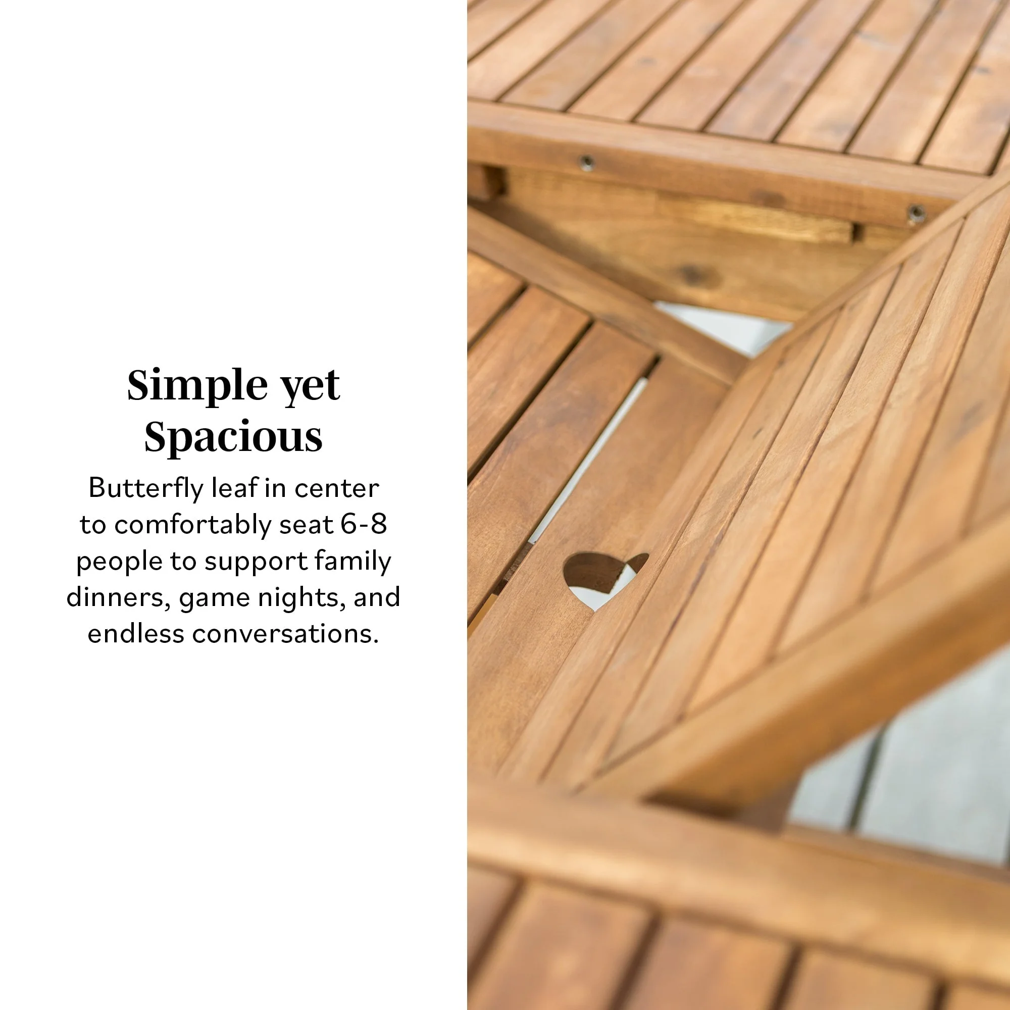 Midland Acacia Wood Outdoor Patio Butterfly Dining Table - Image 4