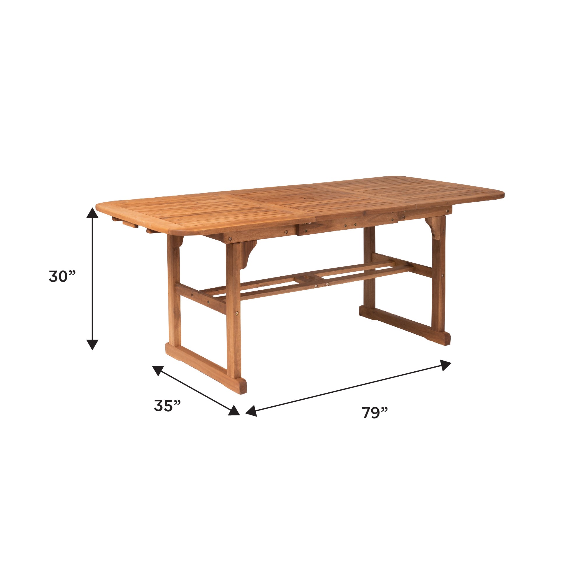 Midland Acacia Wood Outdoor Patio Butterfly Dining Table - Image 5