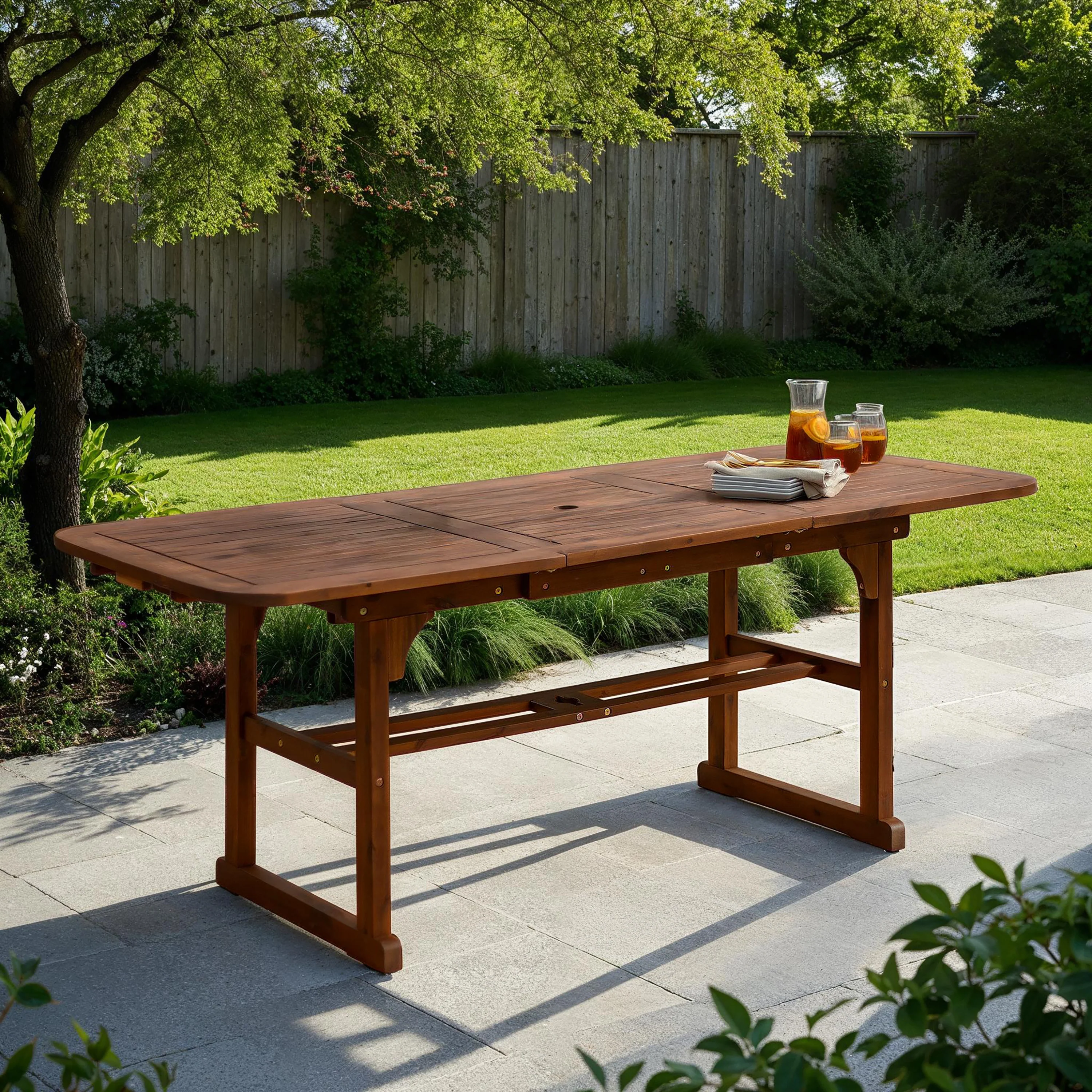 Midland Acacia Wood Outdoor Patio Butterfly Dining Table - Image 6
