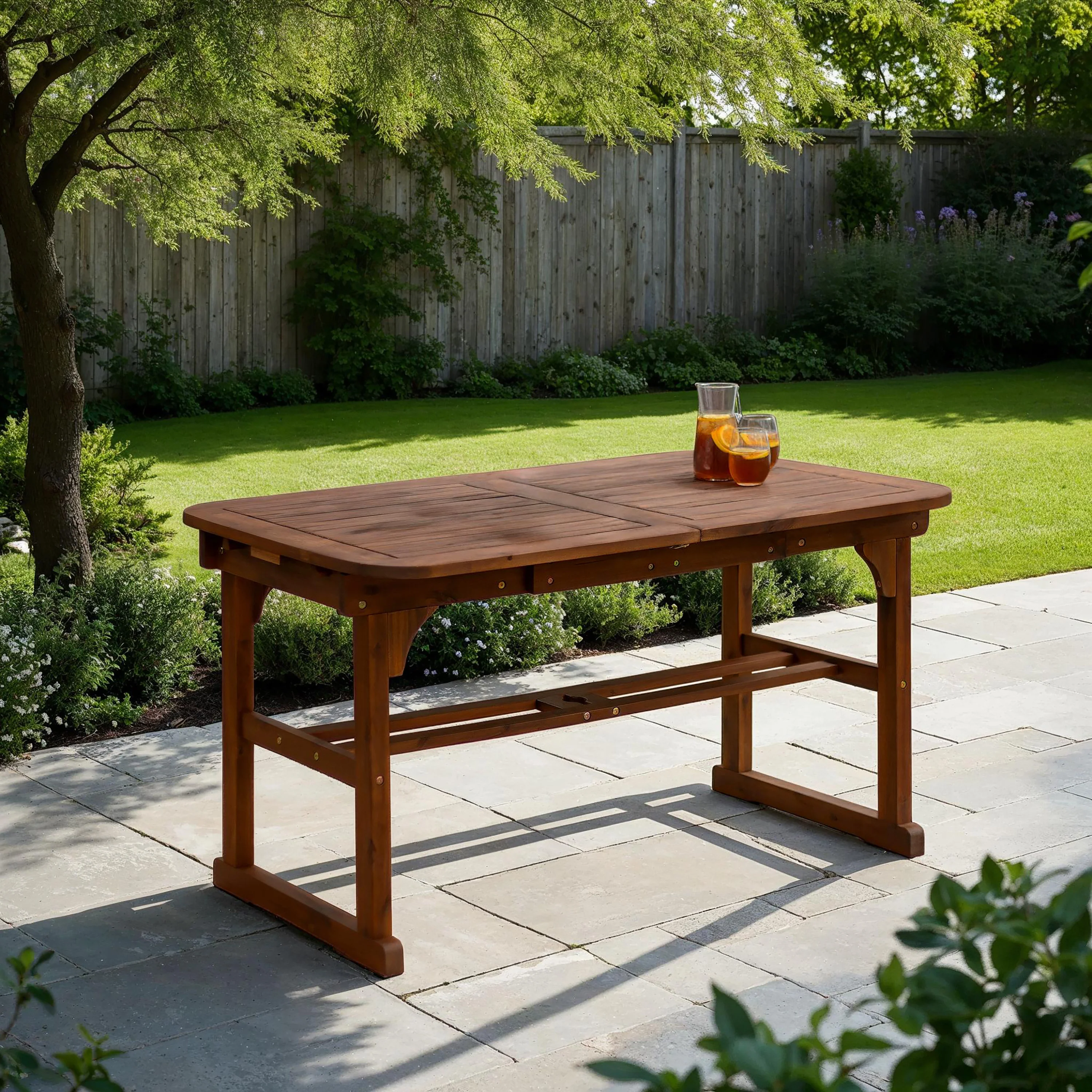 Midland Acacia Wood Outdoor Patio Butterfly Dining Table - Image 7