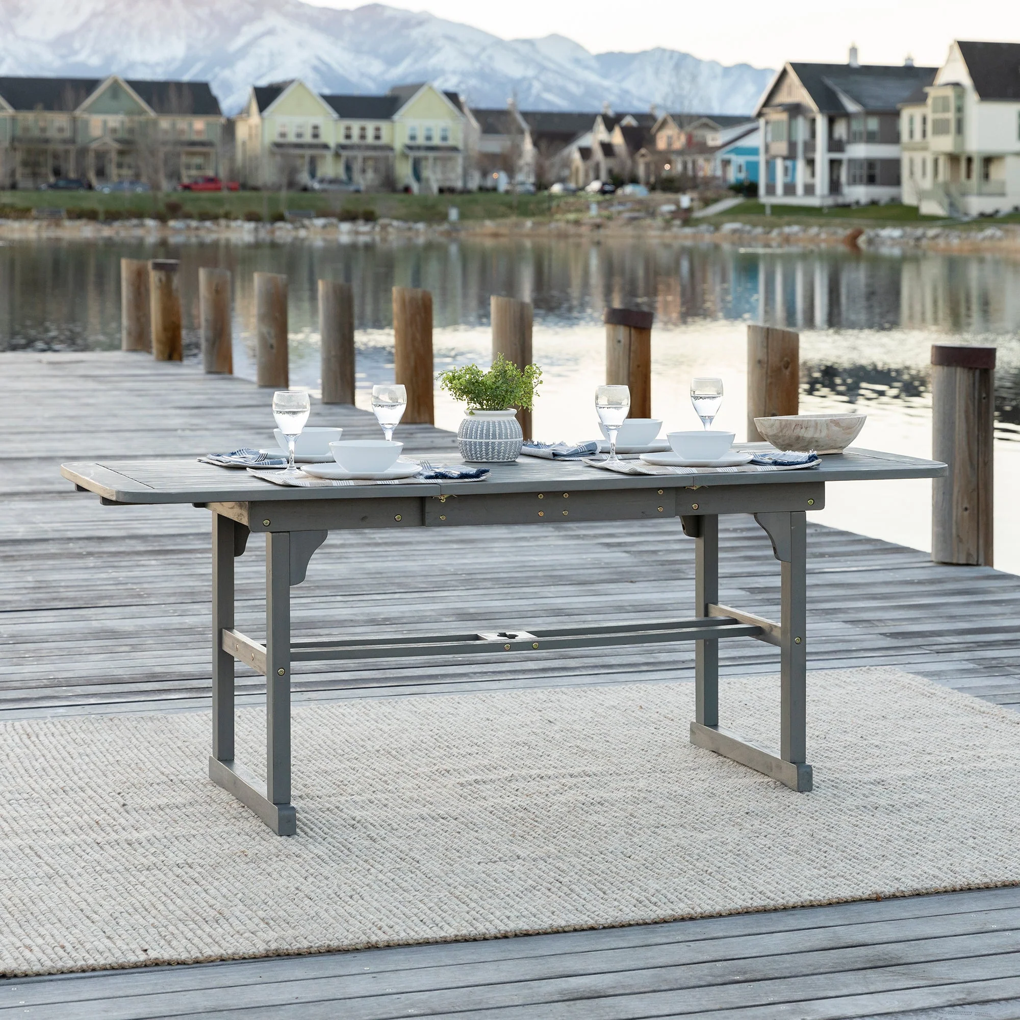 Midland Acacia Wood Outdoor Patio Butterfly Dining Table - Image 9