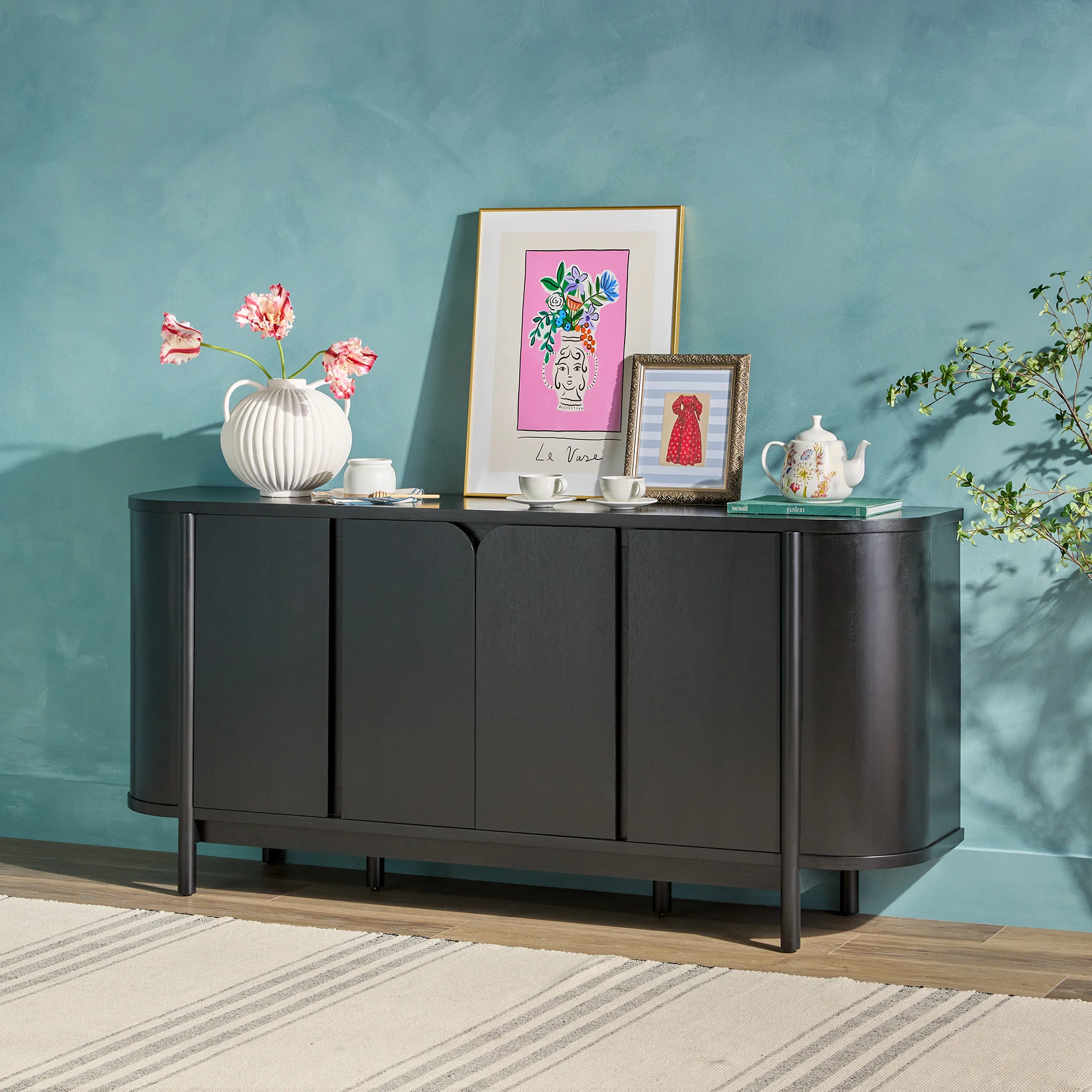 Ezra 70" Modern Curved Sideboard Cabinet - Image 11