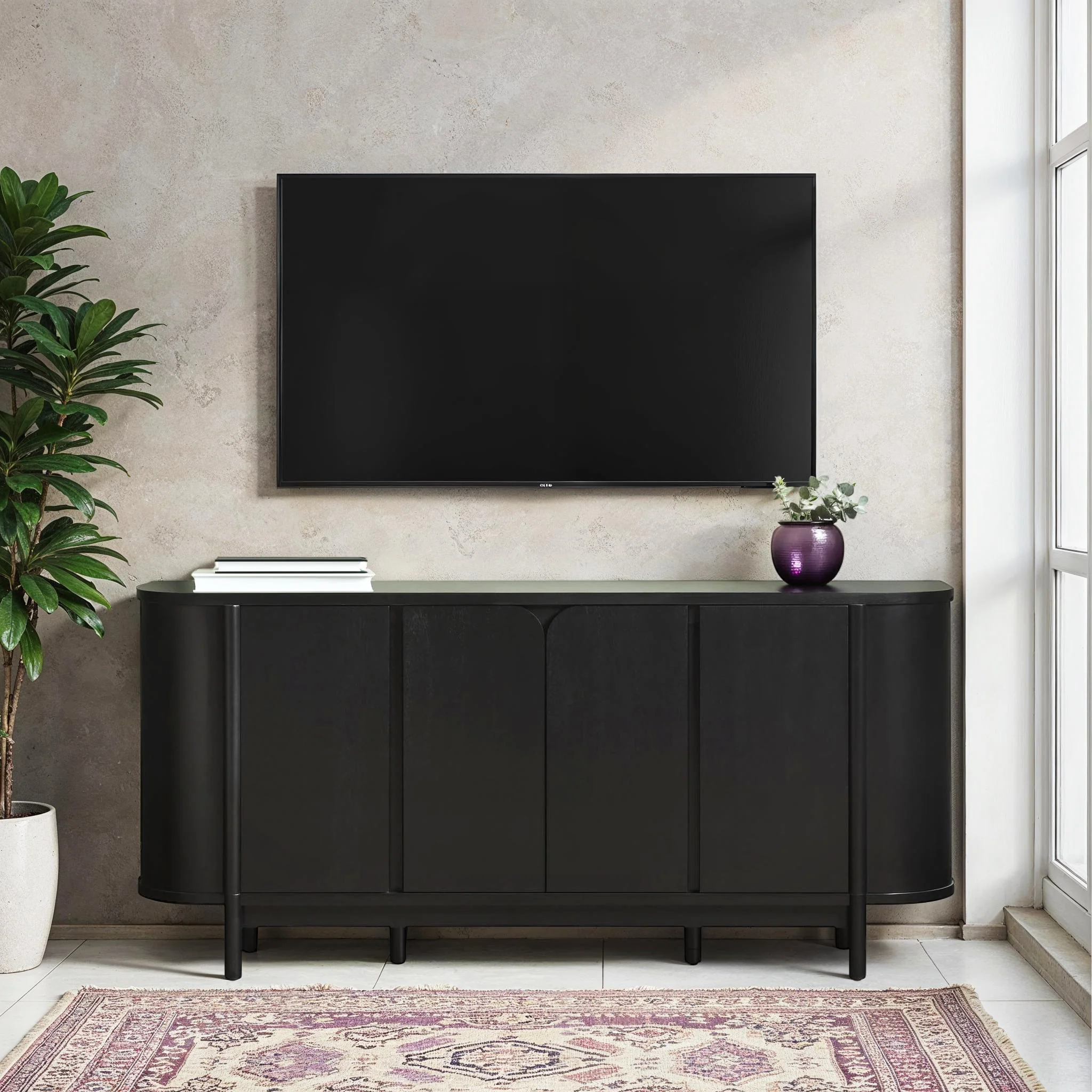 Ezra 70" Modern Curved Sideboard Cabinet - Image 8
