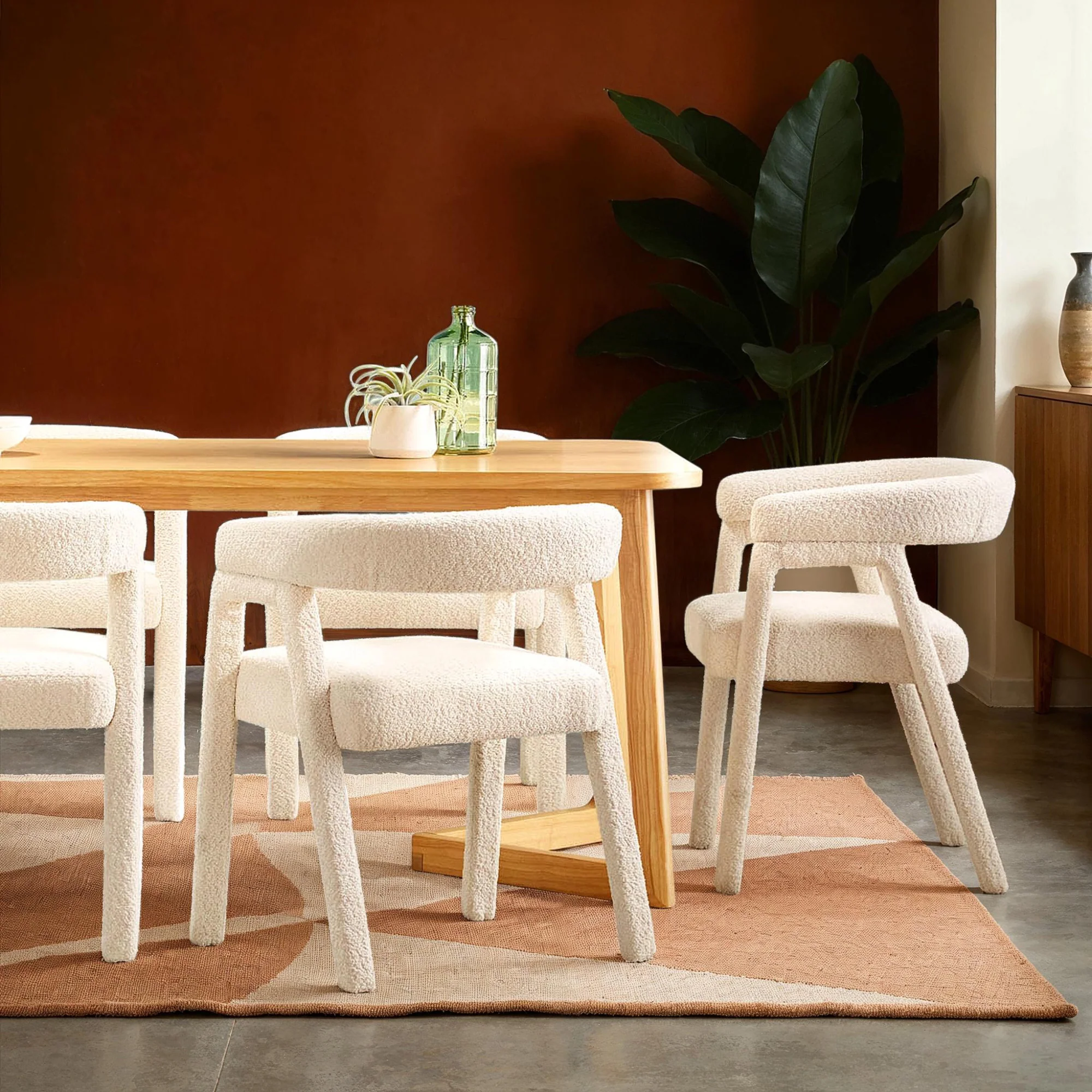 Ezra Modern Boucle Solid Wood Rounded Back Dining Chair (Set of 2) - Image 11