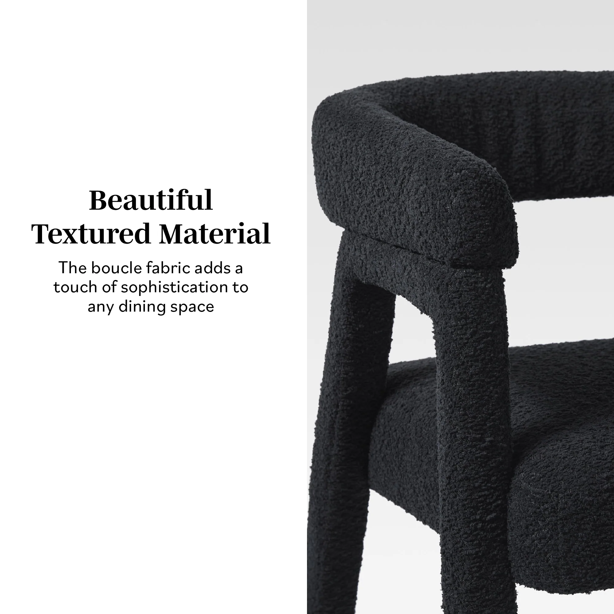 Ezra Modern Boucle Solid Wood Rounded Back Dining Chair (Set of 2) - Image 5