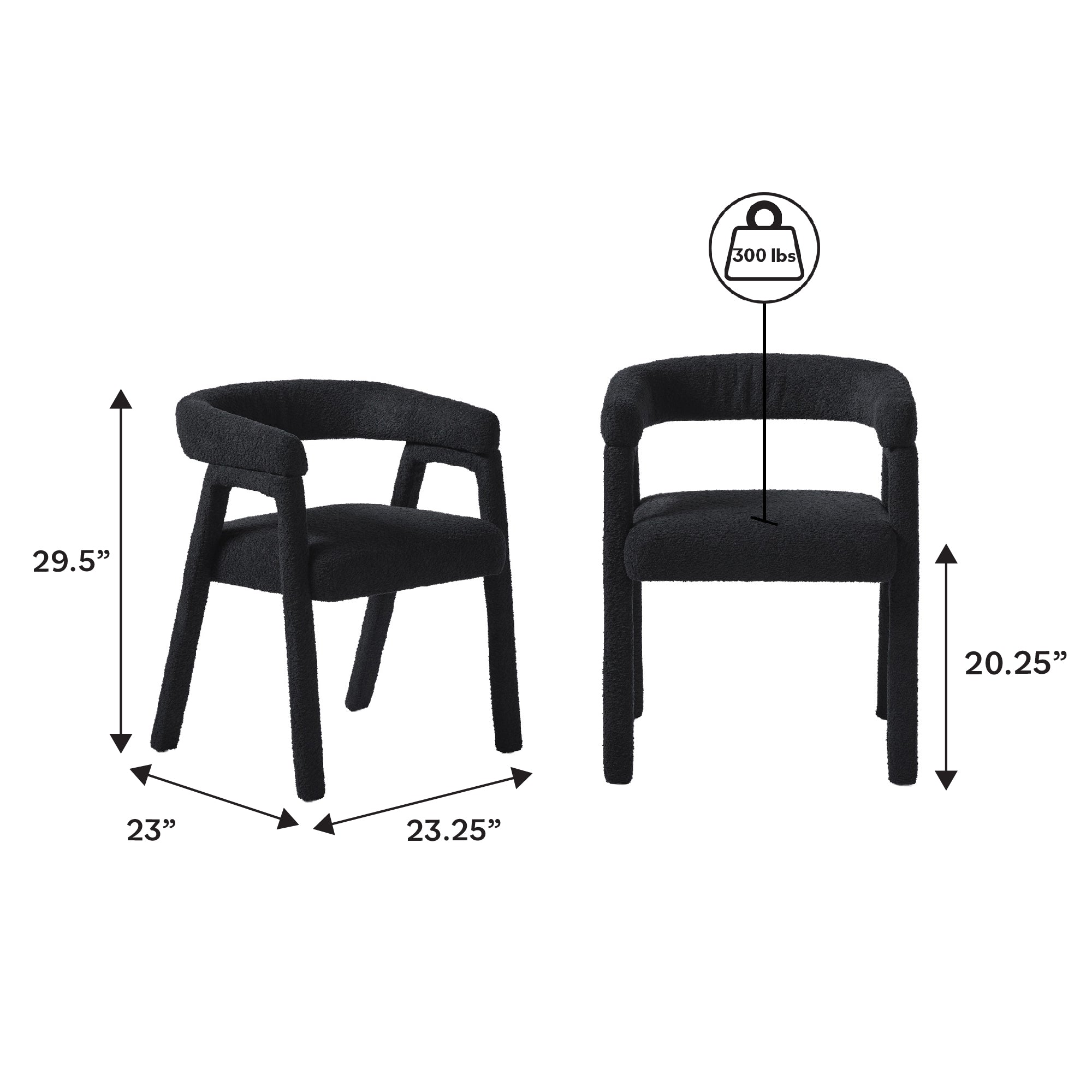 Ezra Modern Boucle Solid Wood Rounded Back Dining Chair (Set of 2) - Image 6