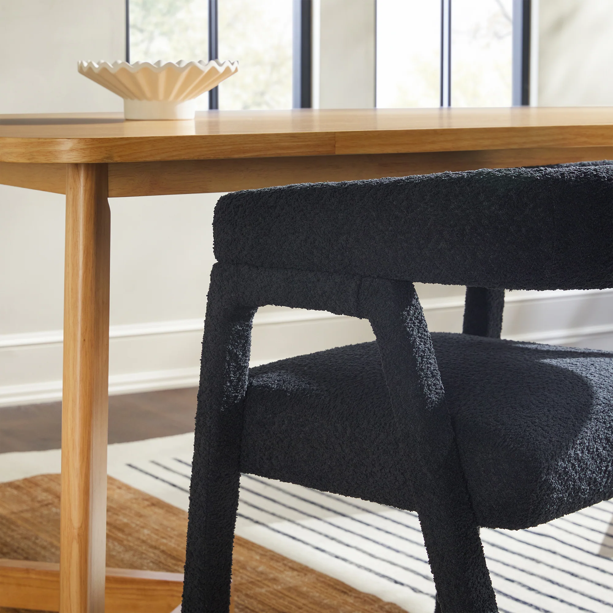 Ezra Modern Boucle Solid Wood Rounded Back Dining Chair (Set of 2) - Image 9
