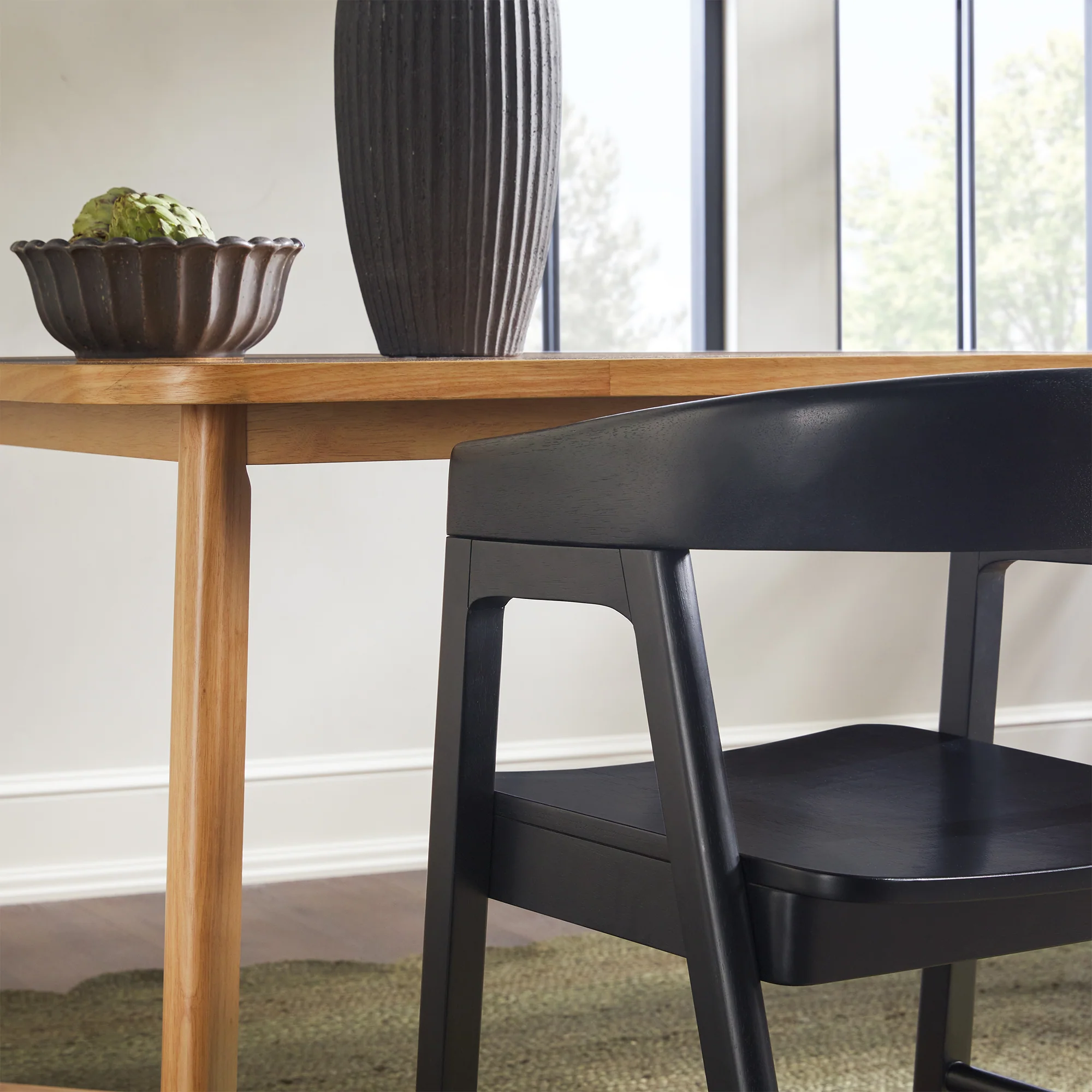 Ezra Modern Solid Wood Rounded Back Dining Chair (Set of 2) - Image 5