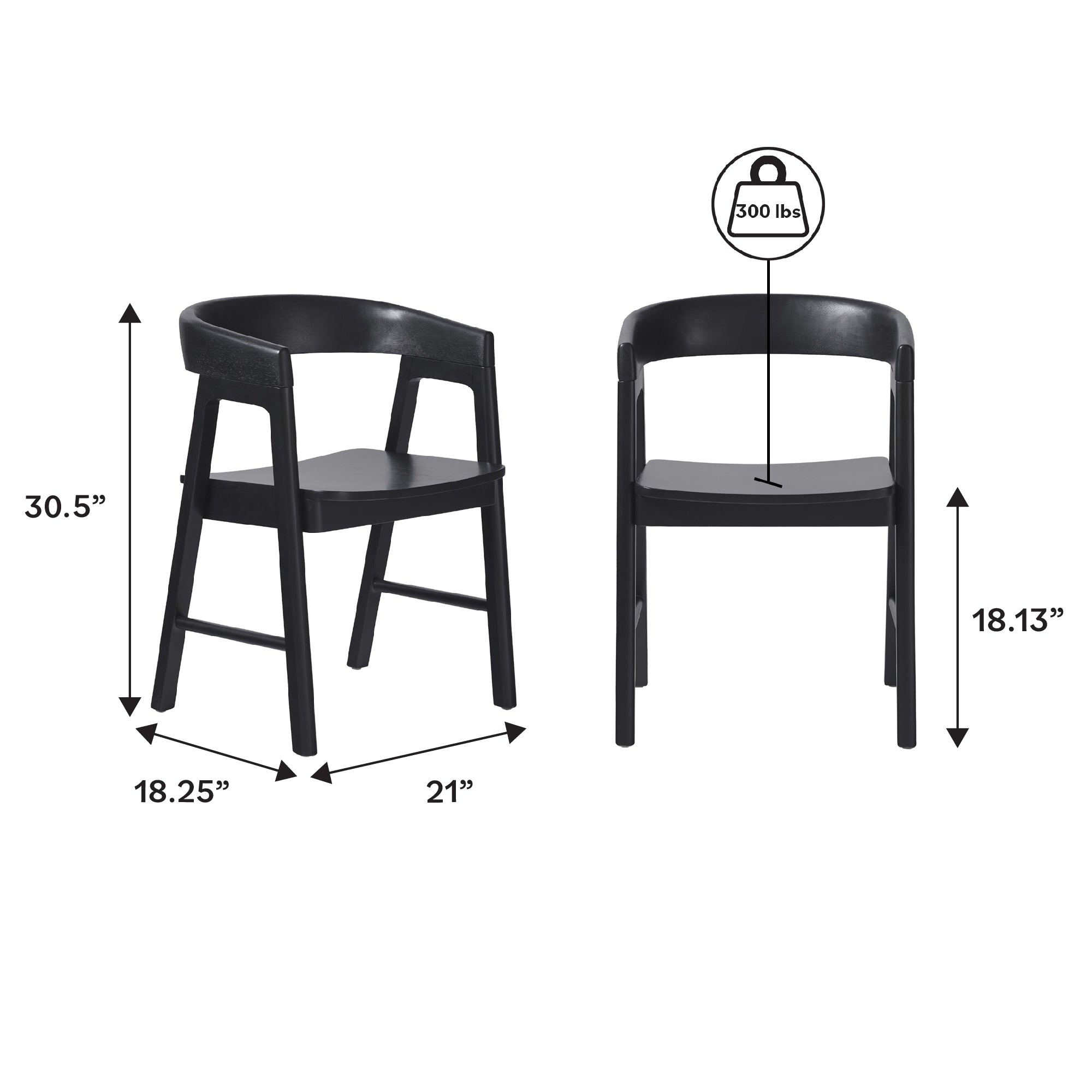 Ezra Modern Solid Wood Rounded Back Dining Chair (Set of 2) - Image 6