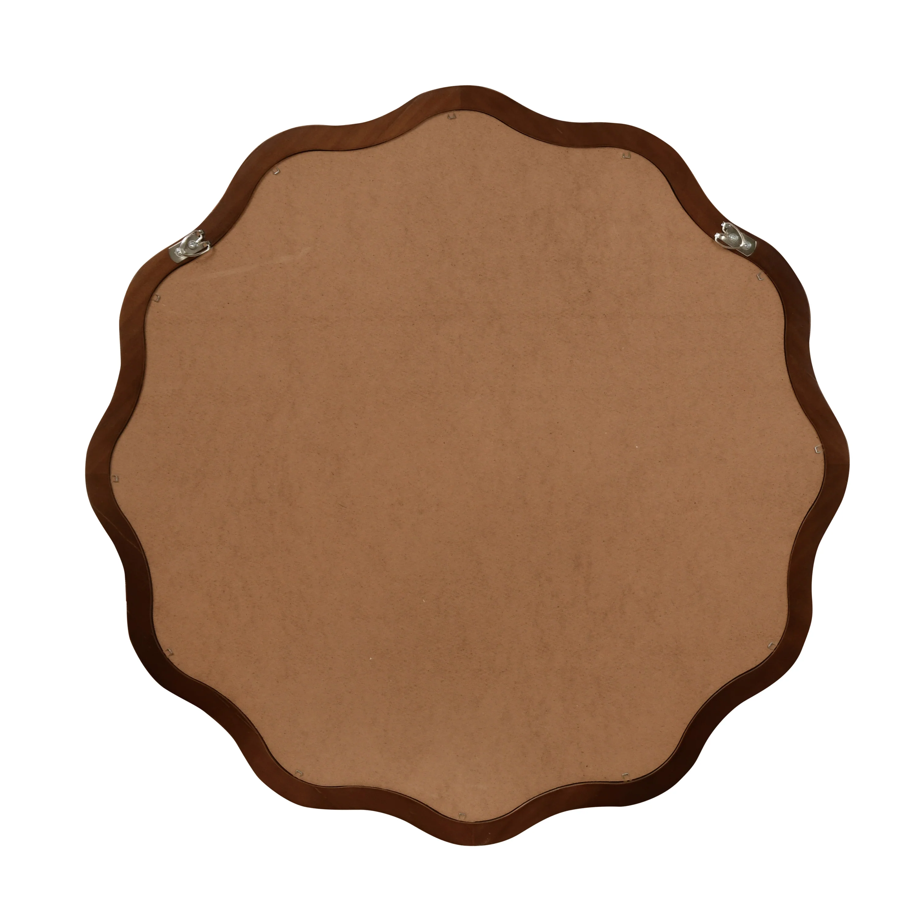Walnut Color 36-inch Wavy Round Solid Wood Frame Decorative Mirror - Image 9