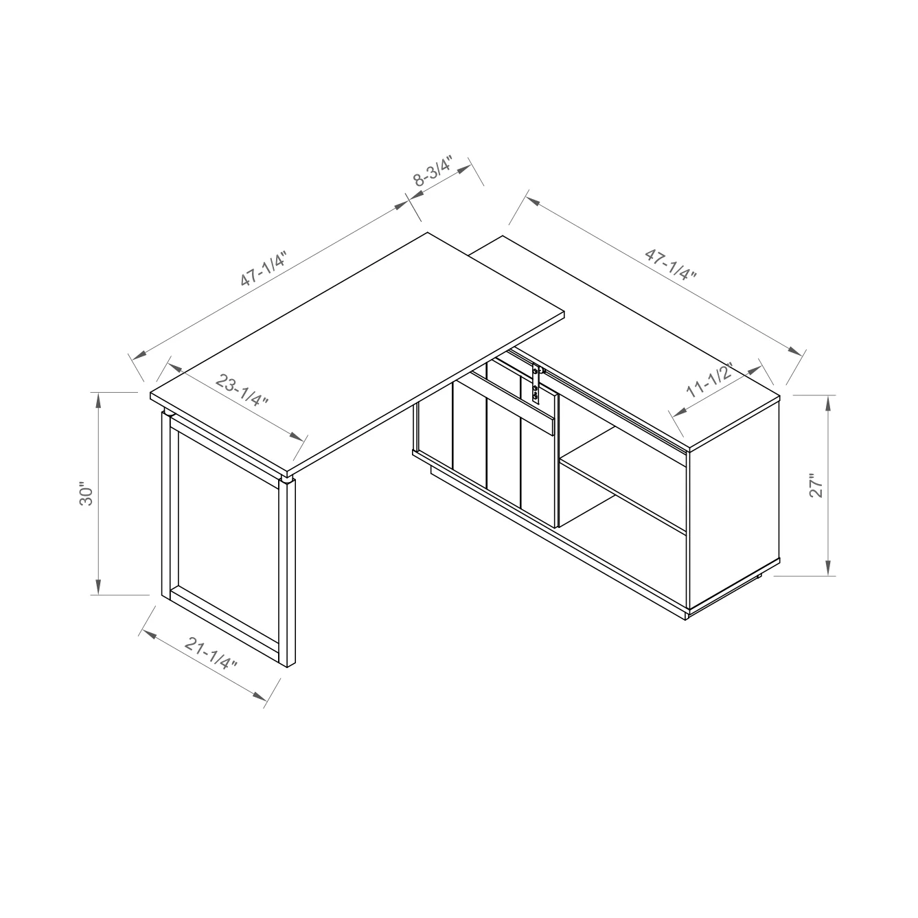 Walker Edison | Farmhouse L-shaped Workstation Home Office Desk - Image 7