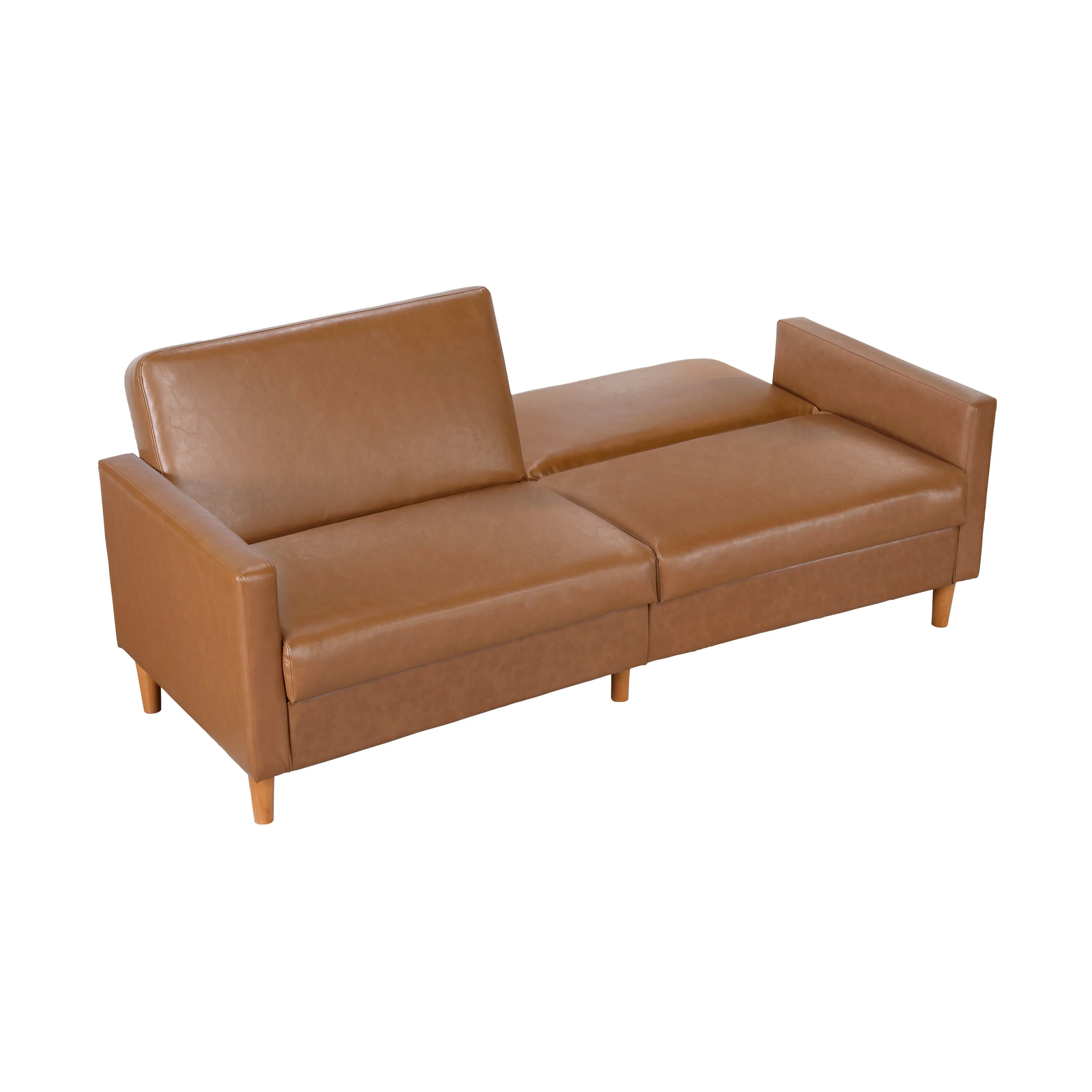 Walker Edison | Faux Leather Convertible Sleeper Sofa - Image 7