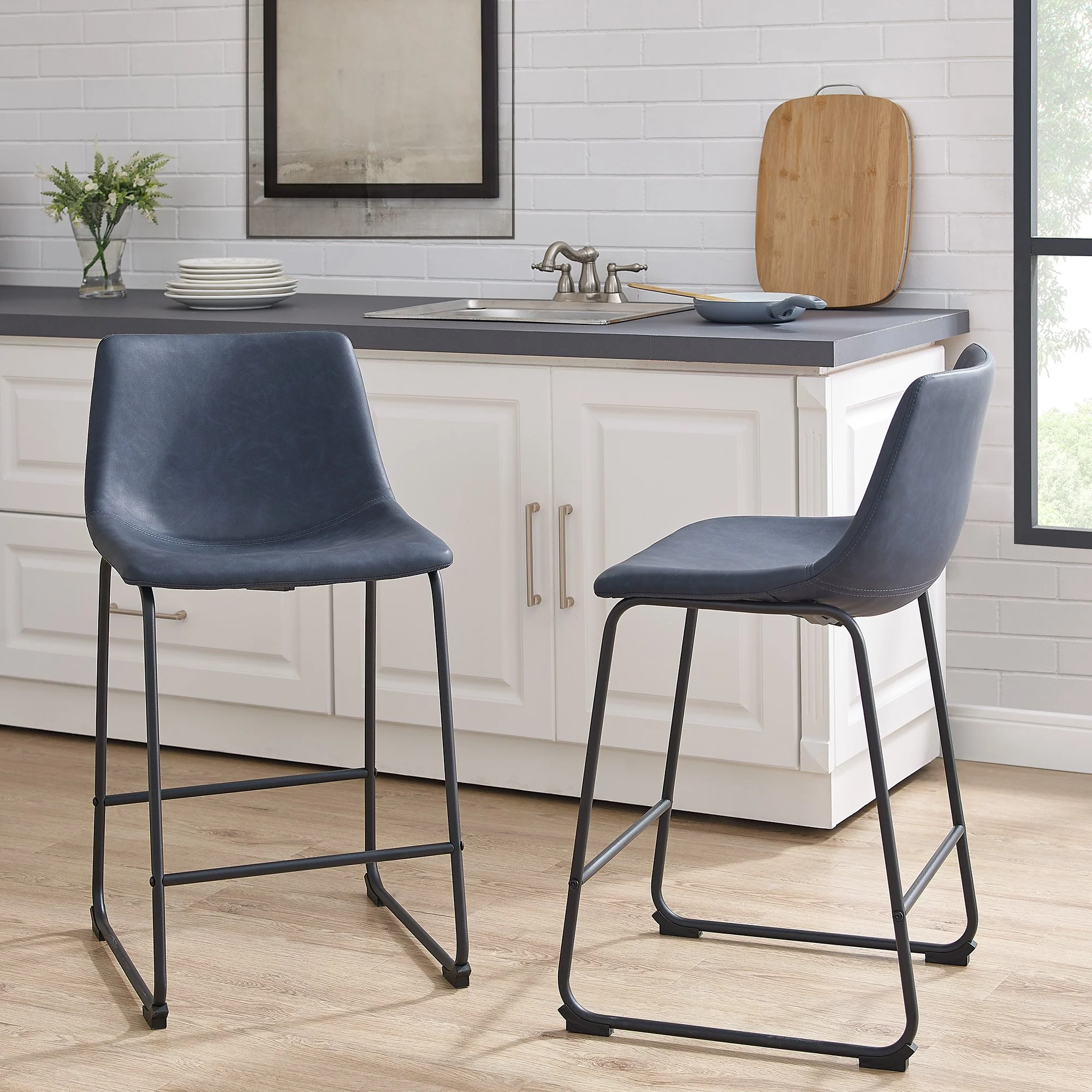 Faux Leather Counter Stools Set of 2 - Image 4