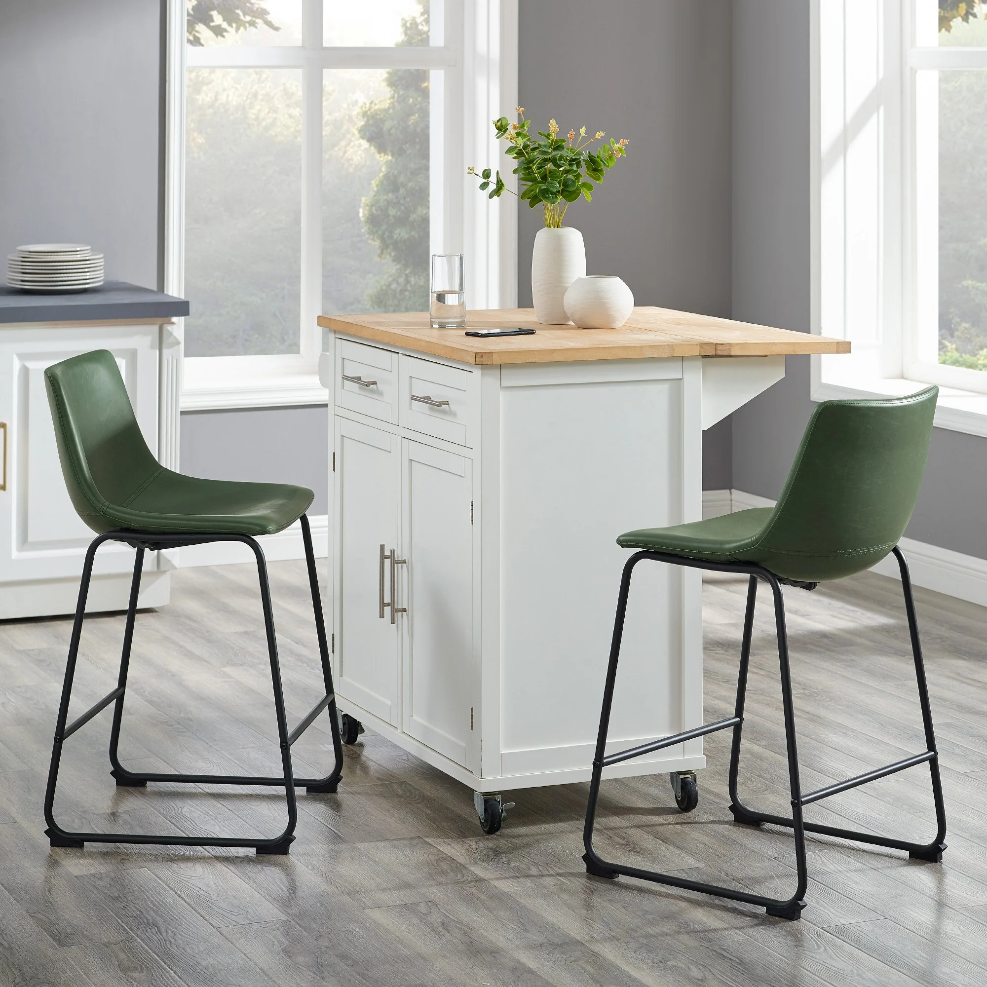 Faux Leather Counter Stools Set of 2 - Image 5