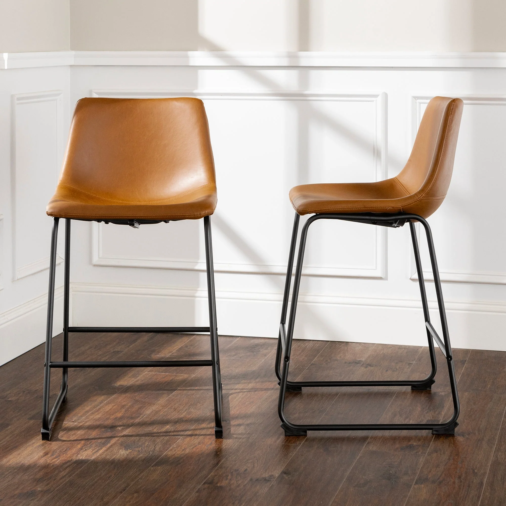 Faux Leather Counter Stools Set of 2 - Image 6