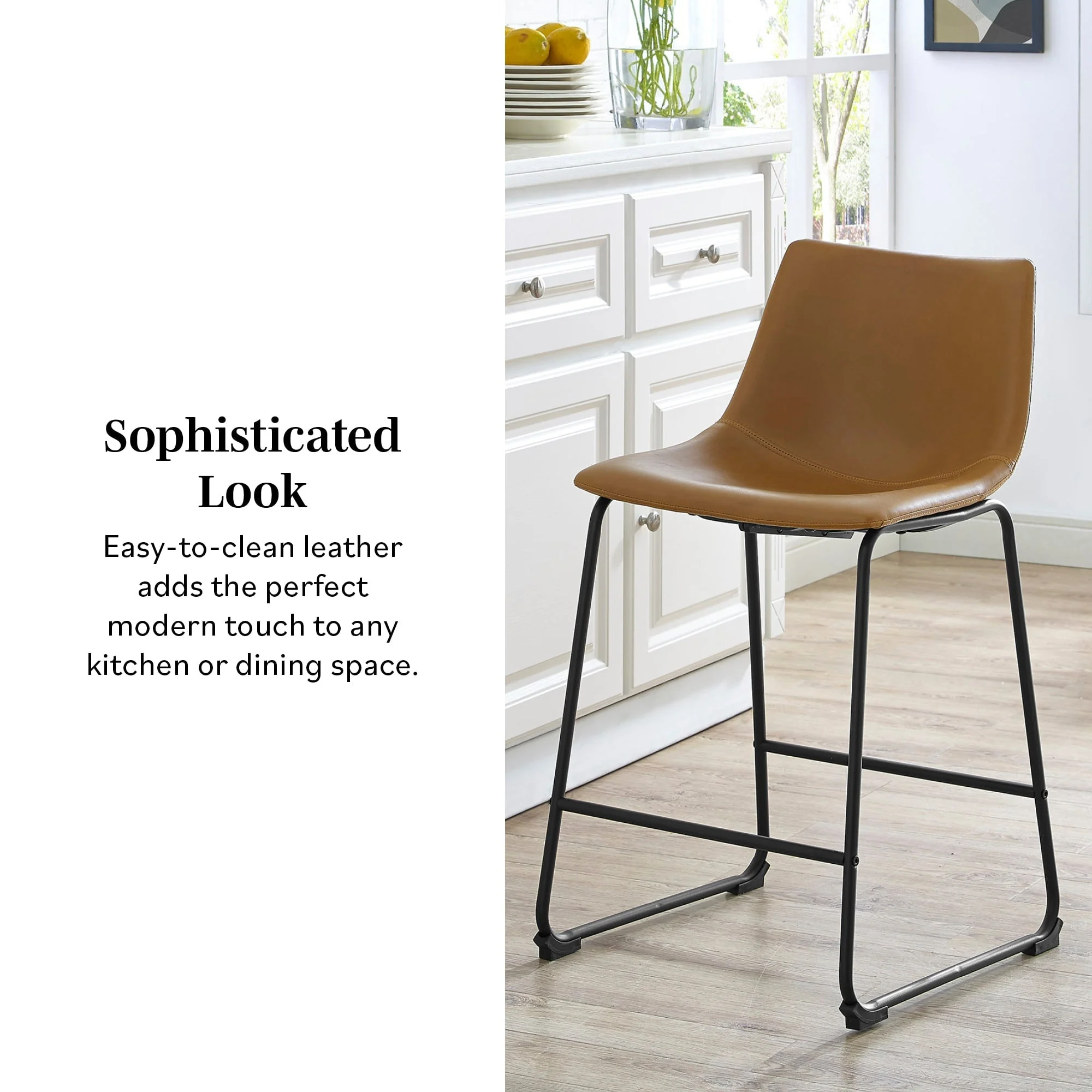 Faux Leather Counter Stools Set of 2 - Image 7