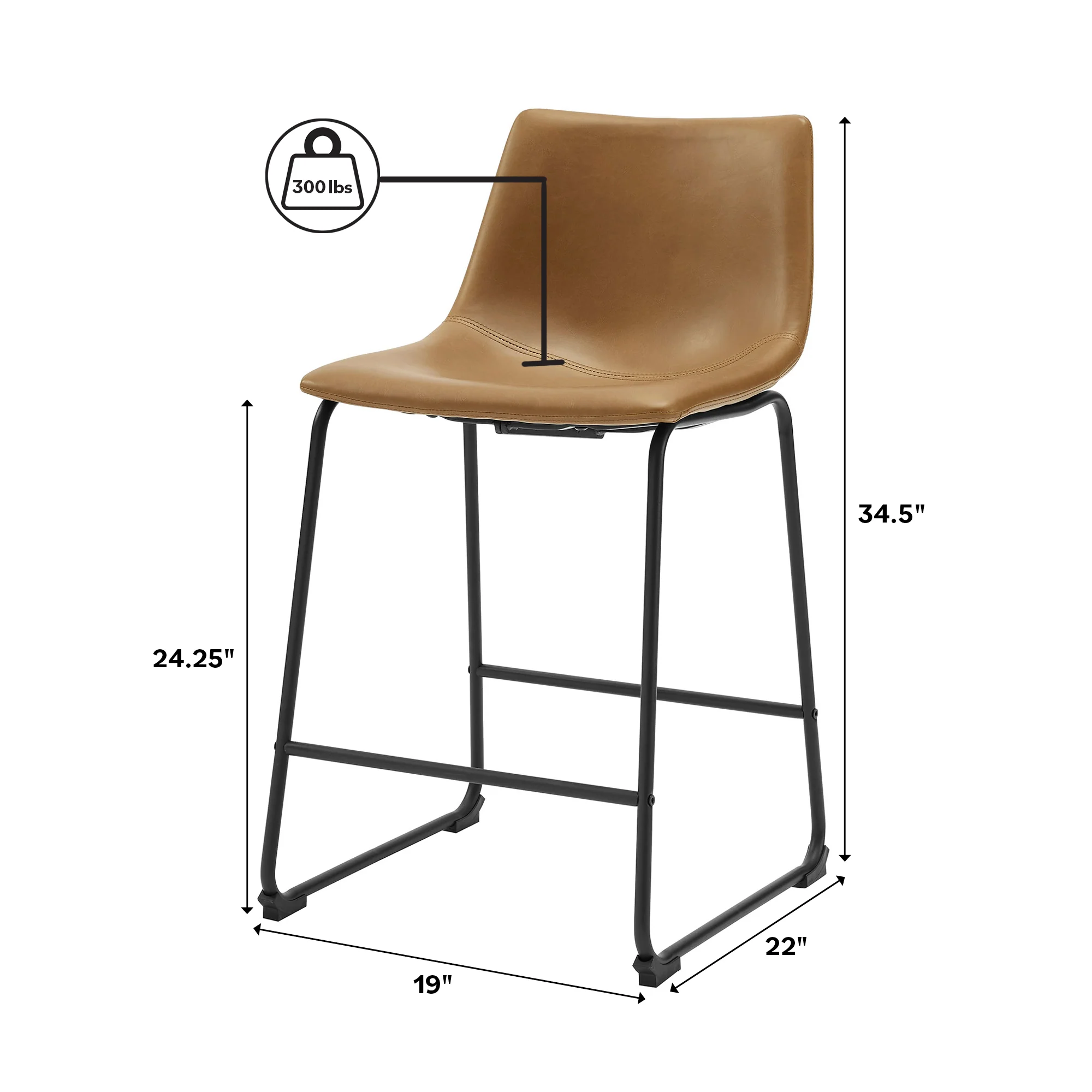 Faux Leather Counter Stools Set of 2 - Image 9