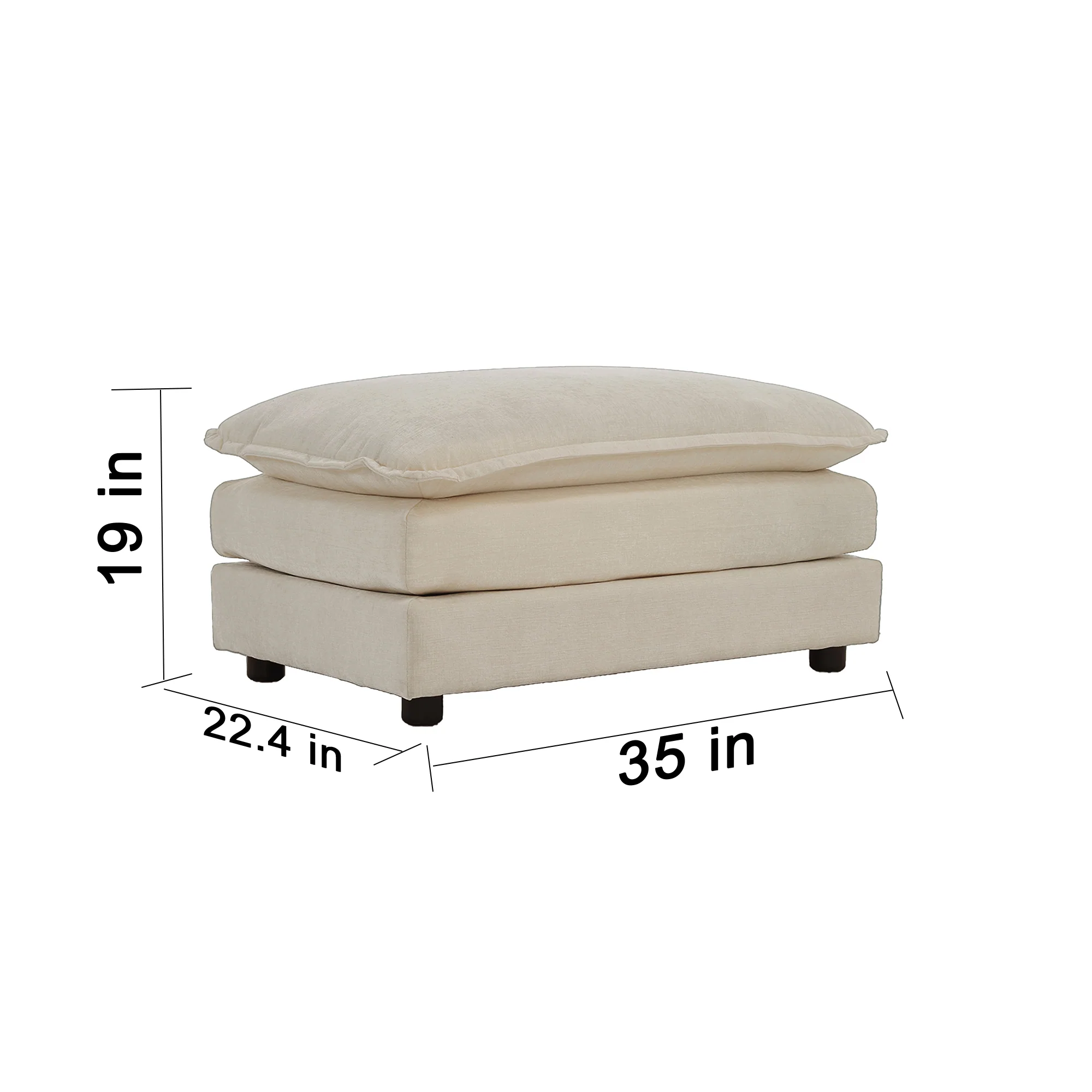 Walker Edison | Chenille Modular Cloud U-Shaped Sectional Sofa with Two Ottomans - Image 10