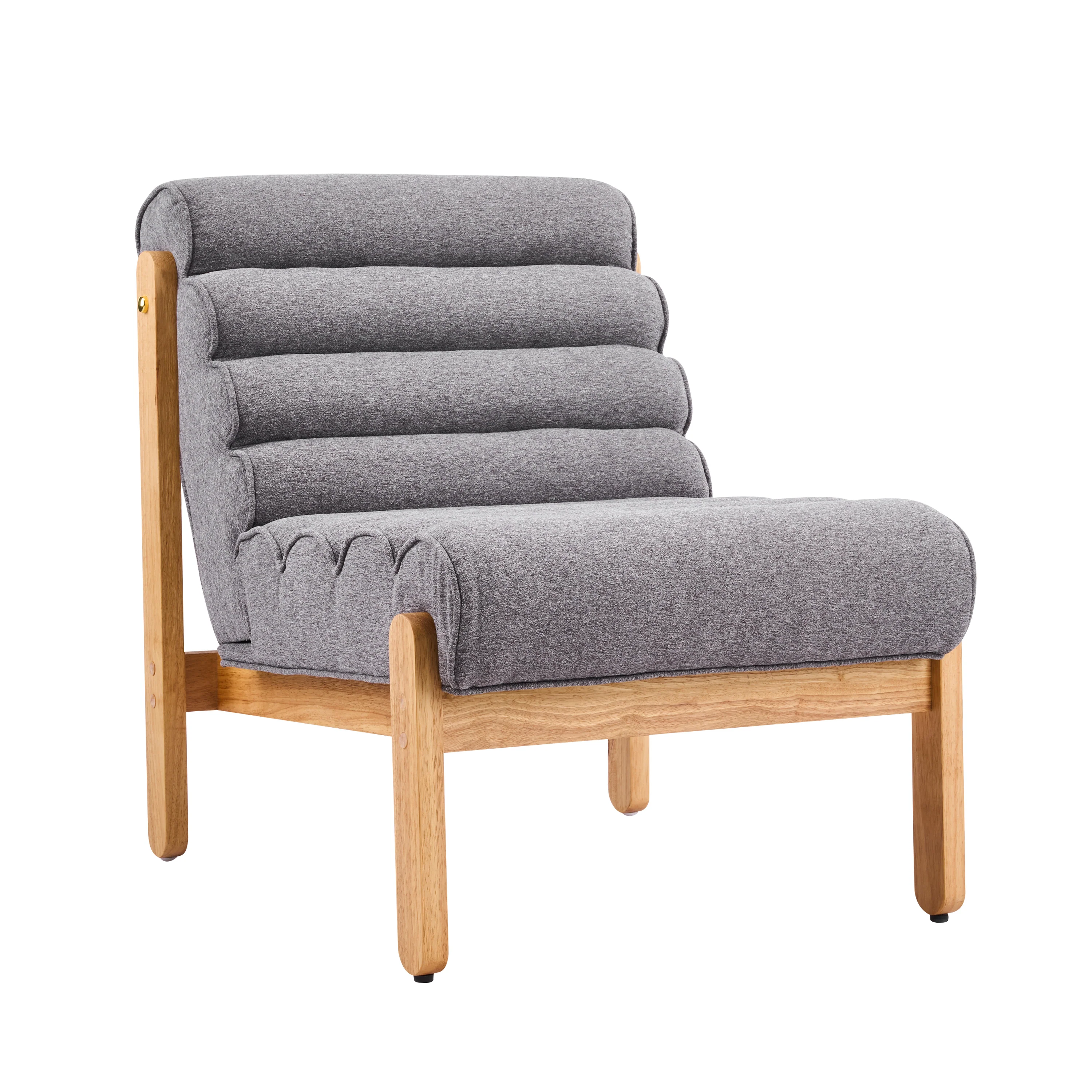 Fluffy Accent Chair Gray with Natural Solid Wood Frame - Image 12