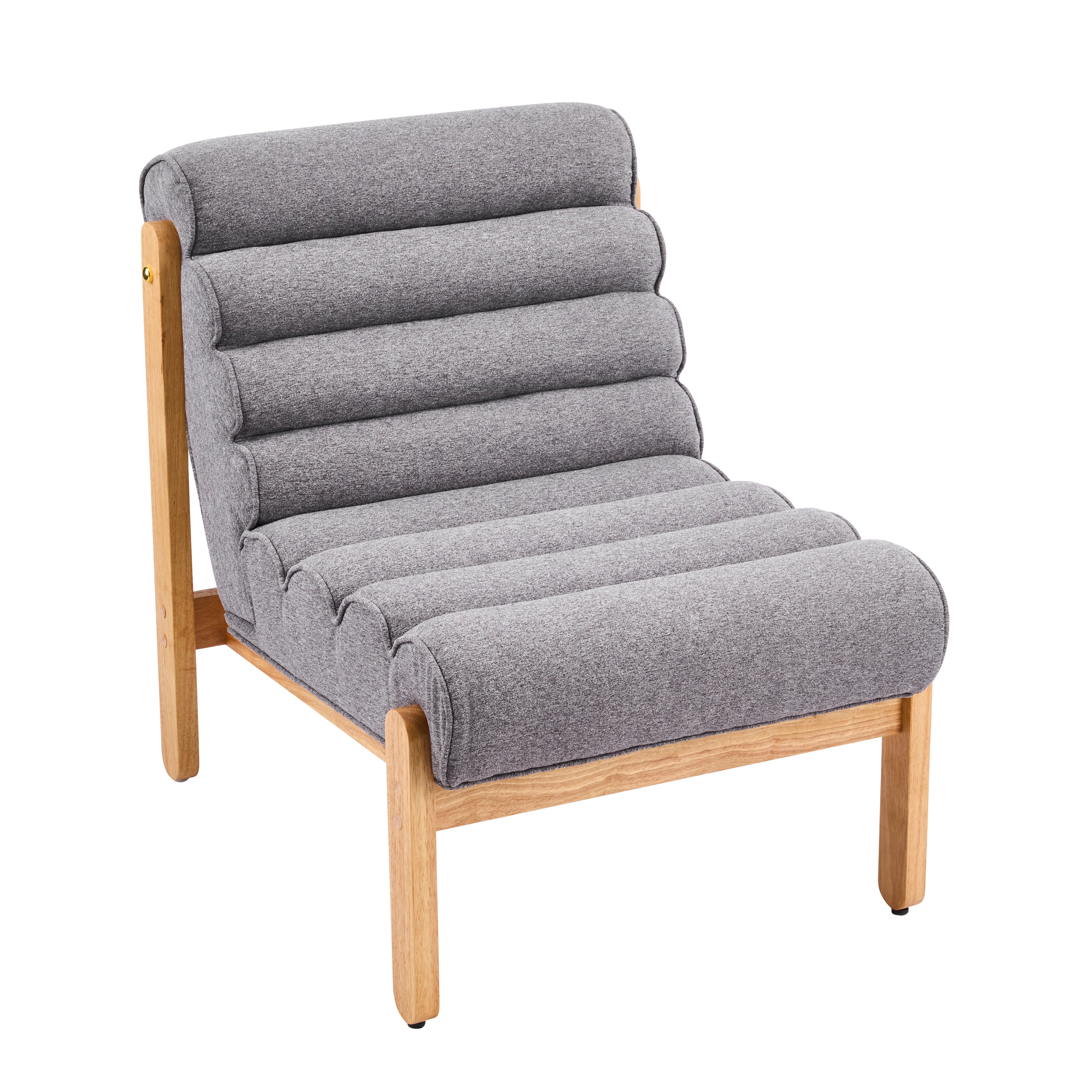 Fluffy Accent Chair Gray with Natural Solid Wood Frame - Image 4