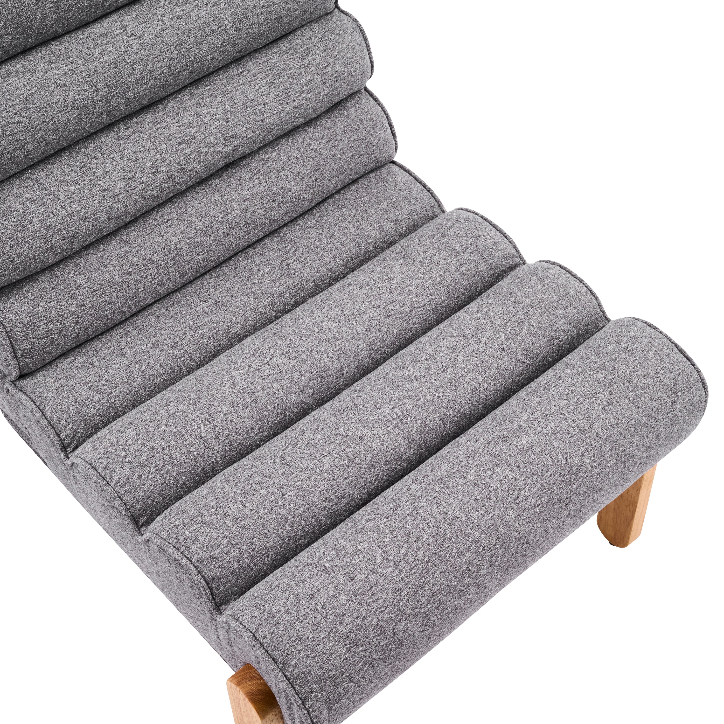 Fluffy Accent Chair Gray with Natural Solid Wood Frame - Image 6