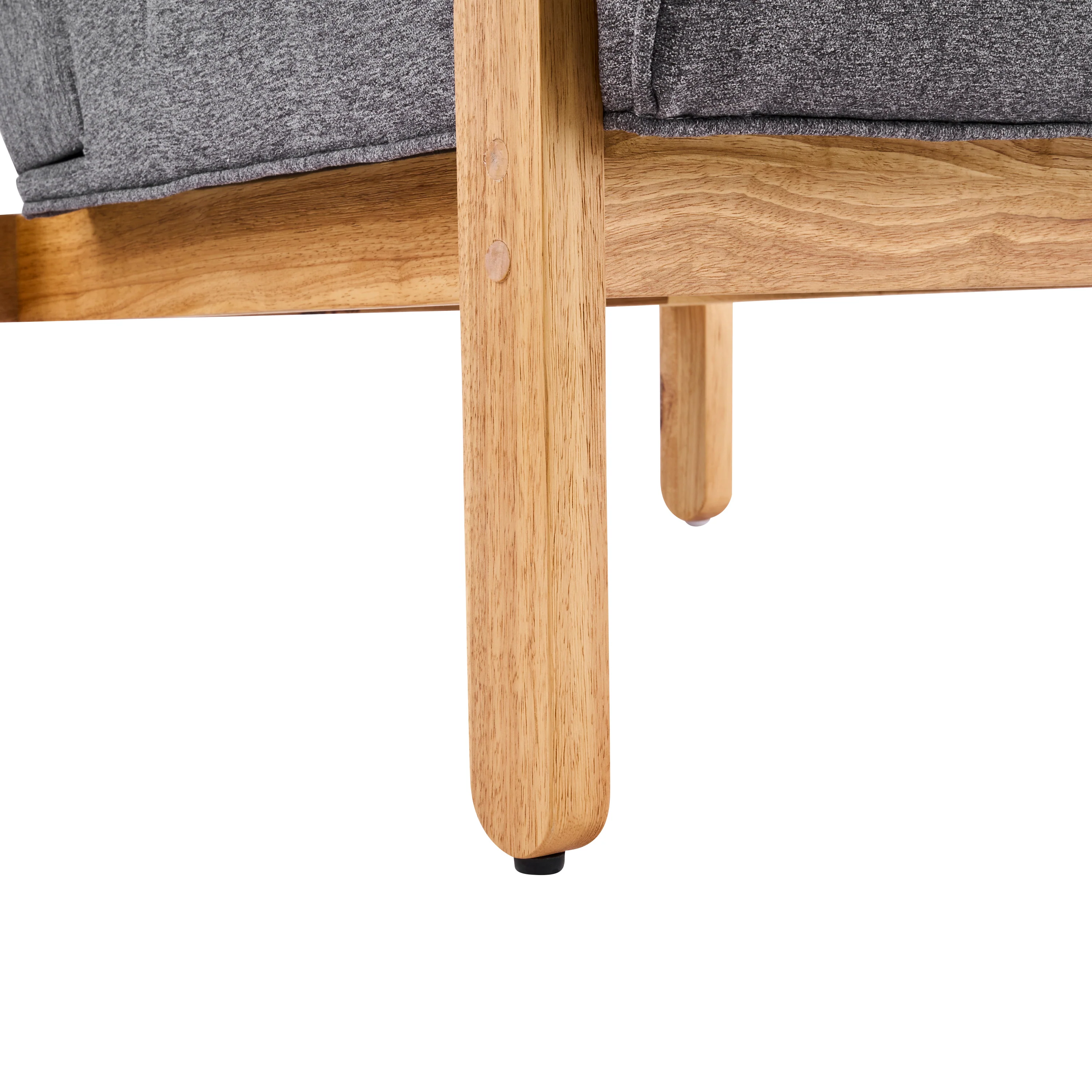 Fluffy Accent Chair Gray with Natural Solid Wood Frame - Image 7