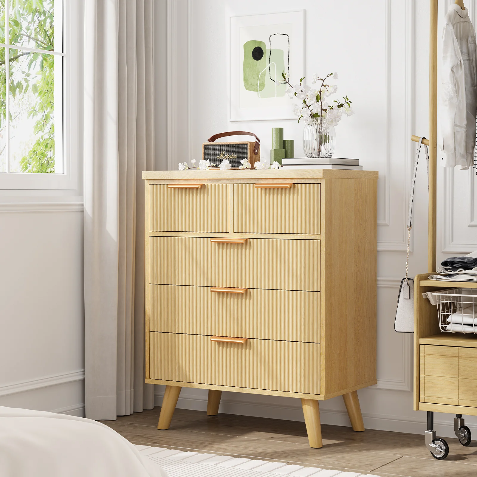 Fluted 5 Drawer 26" Dresser Chest - Image 3