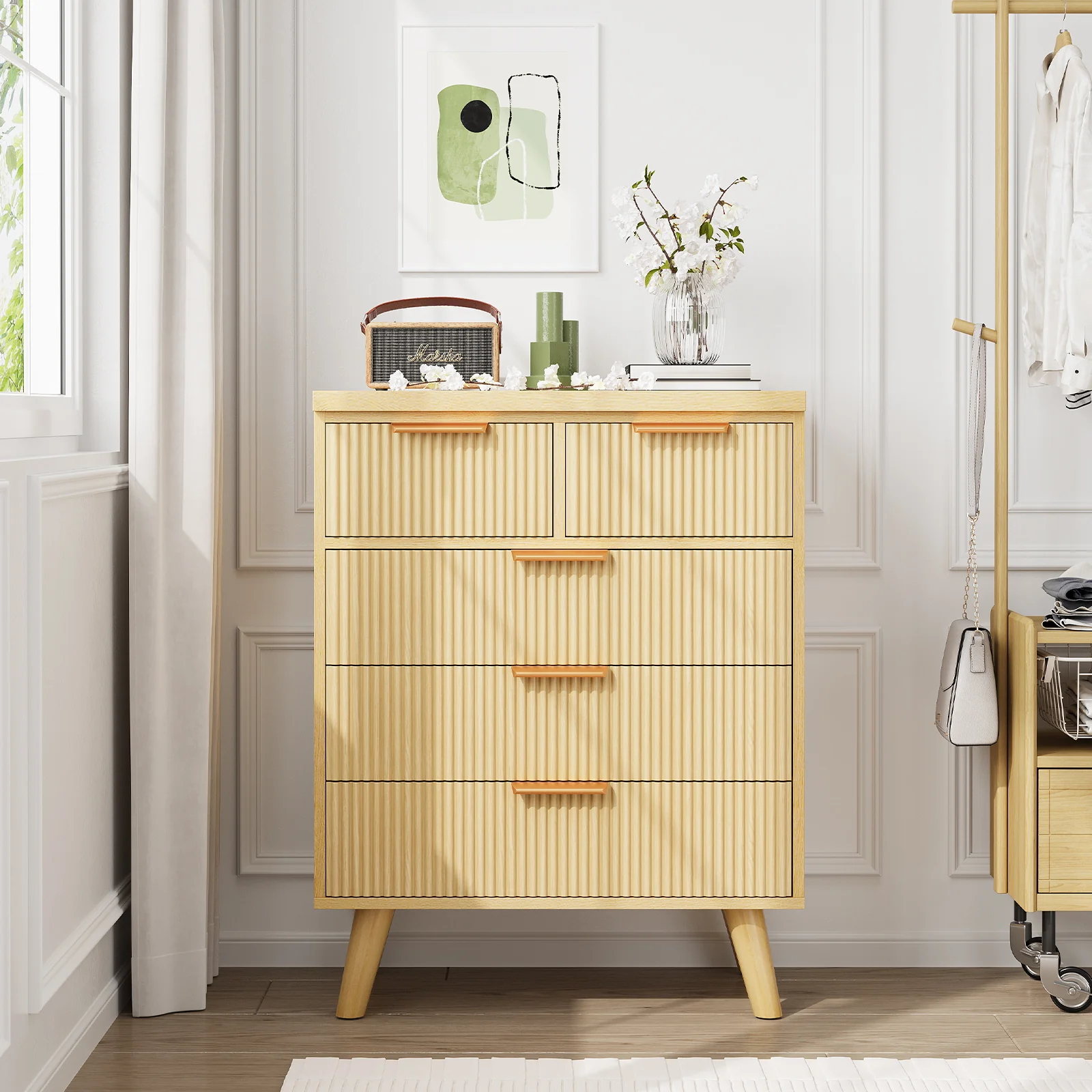 Fluted 5 Drawer 26" Dresser Chest - Image 4