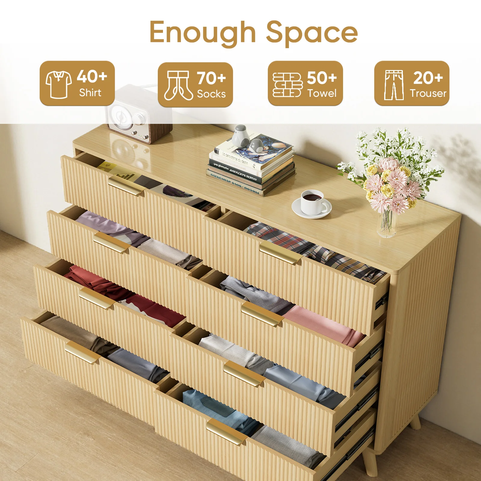 Fluted 8 Drawer 47" Dresser - Image 2