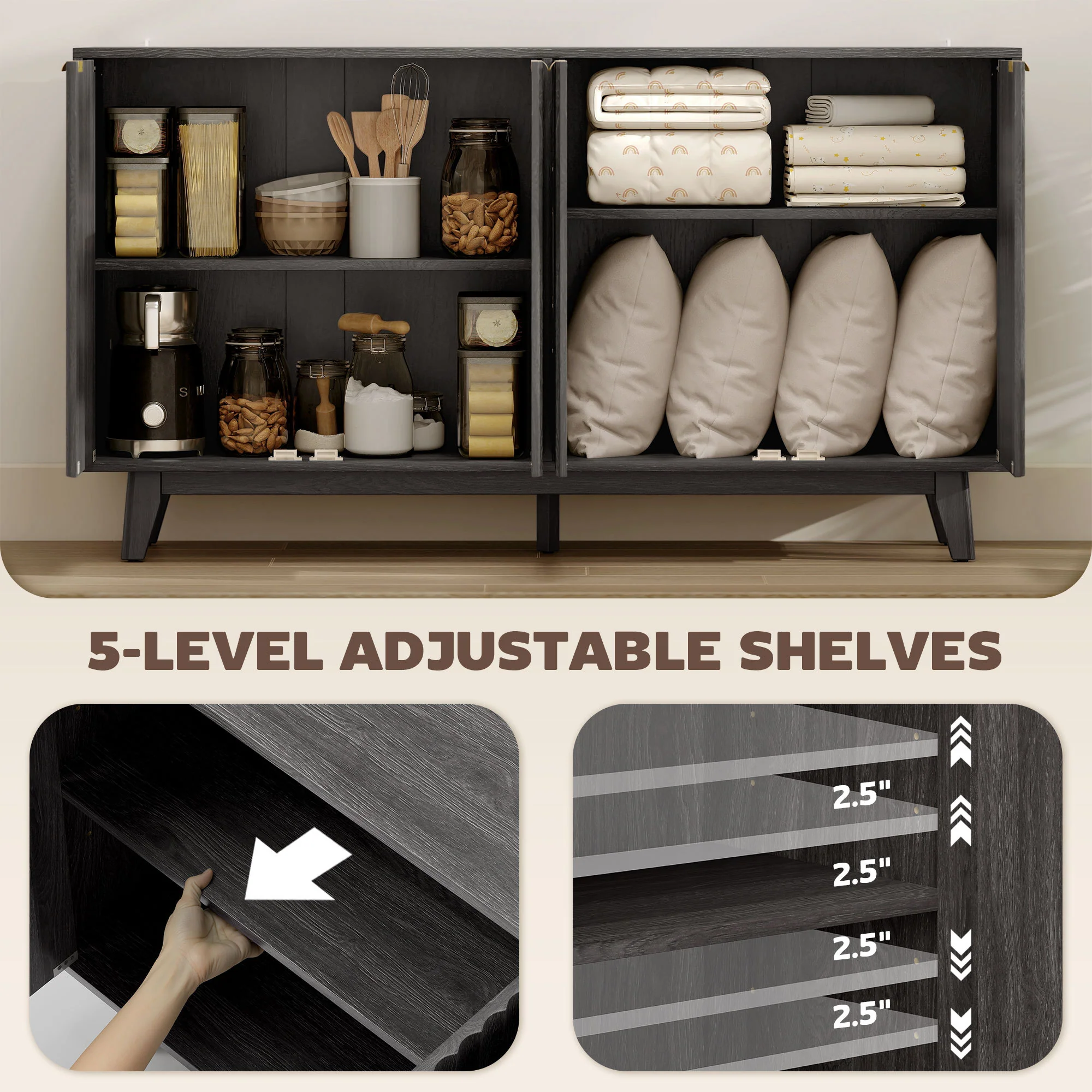 Fluted Coffee Bar Cabinet and Buffet Sideboard Cabinet - Image 5