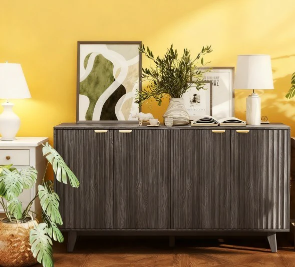 Fluted Coffee Bar Cabinet and Buffet Sideboard Cabinet - Image 6