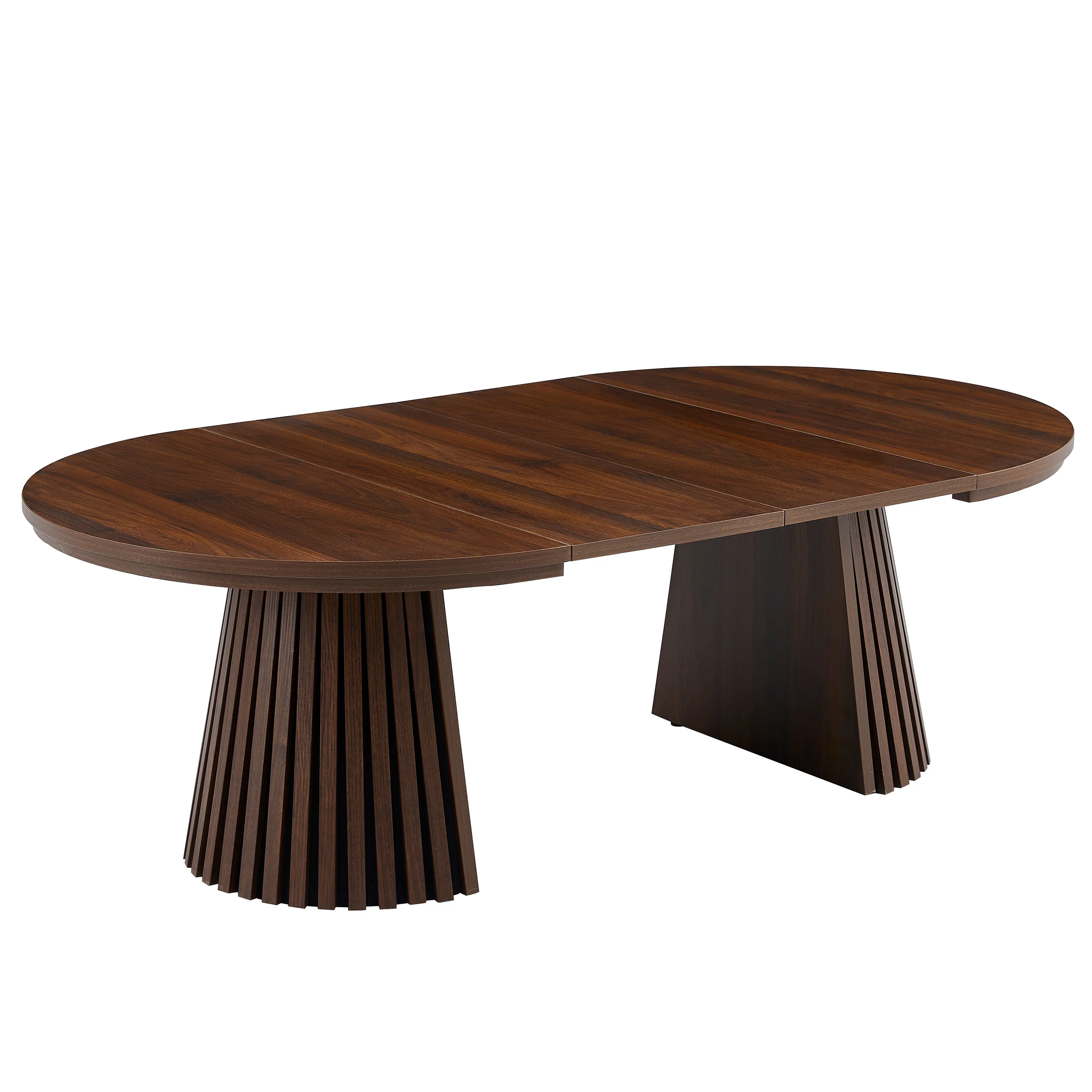 Fluted Design Extendable Wooden Curve Coffee Table - Image 14