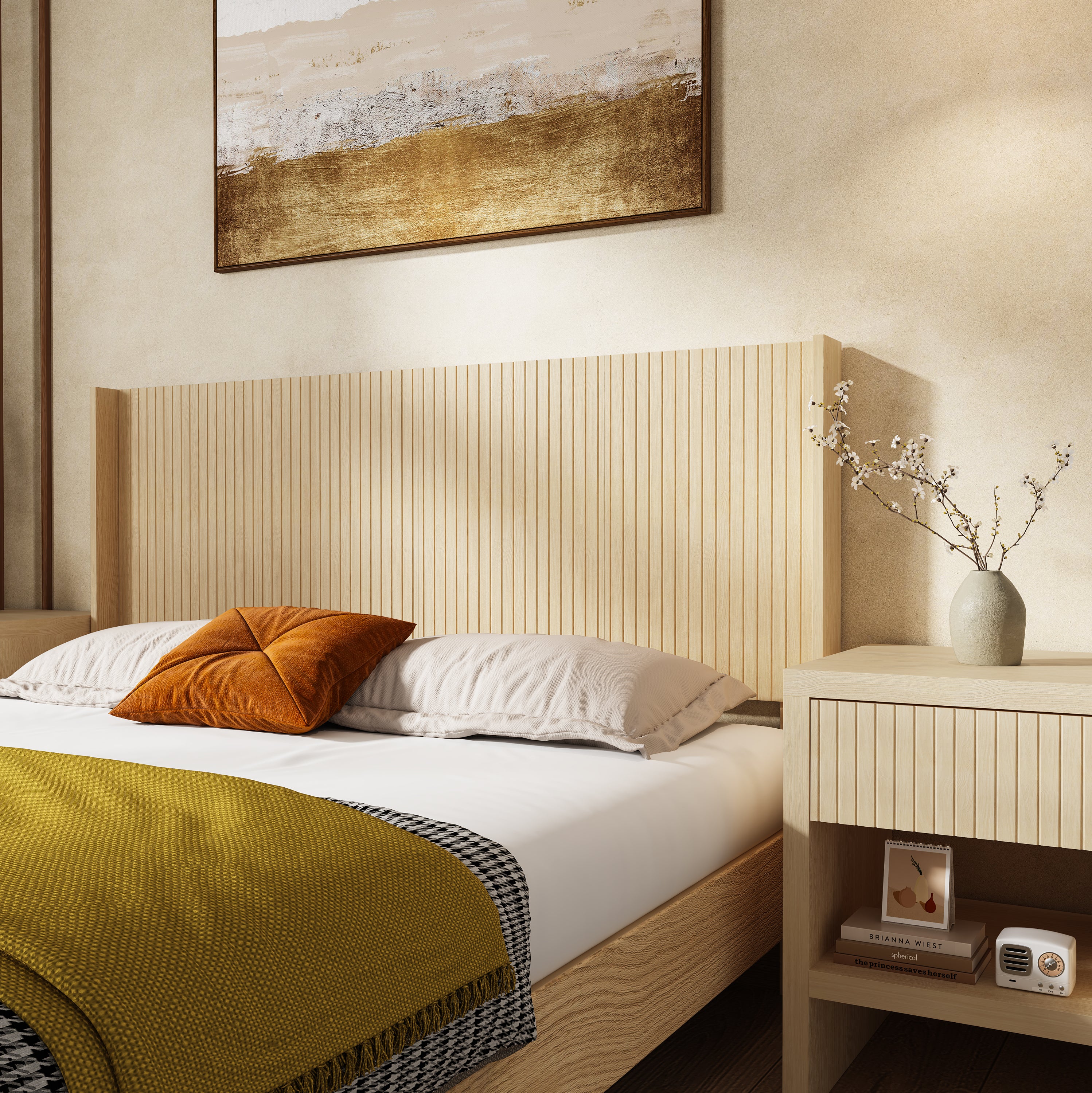 Walker Edison | Fluted Design Modern Farmhouse King Headboard Only - Image 2