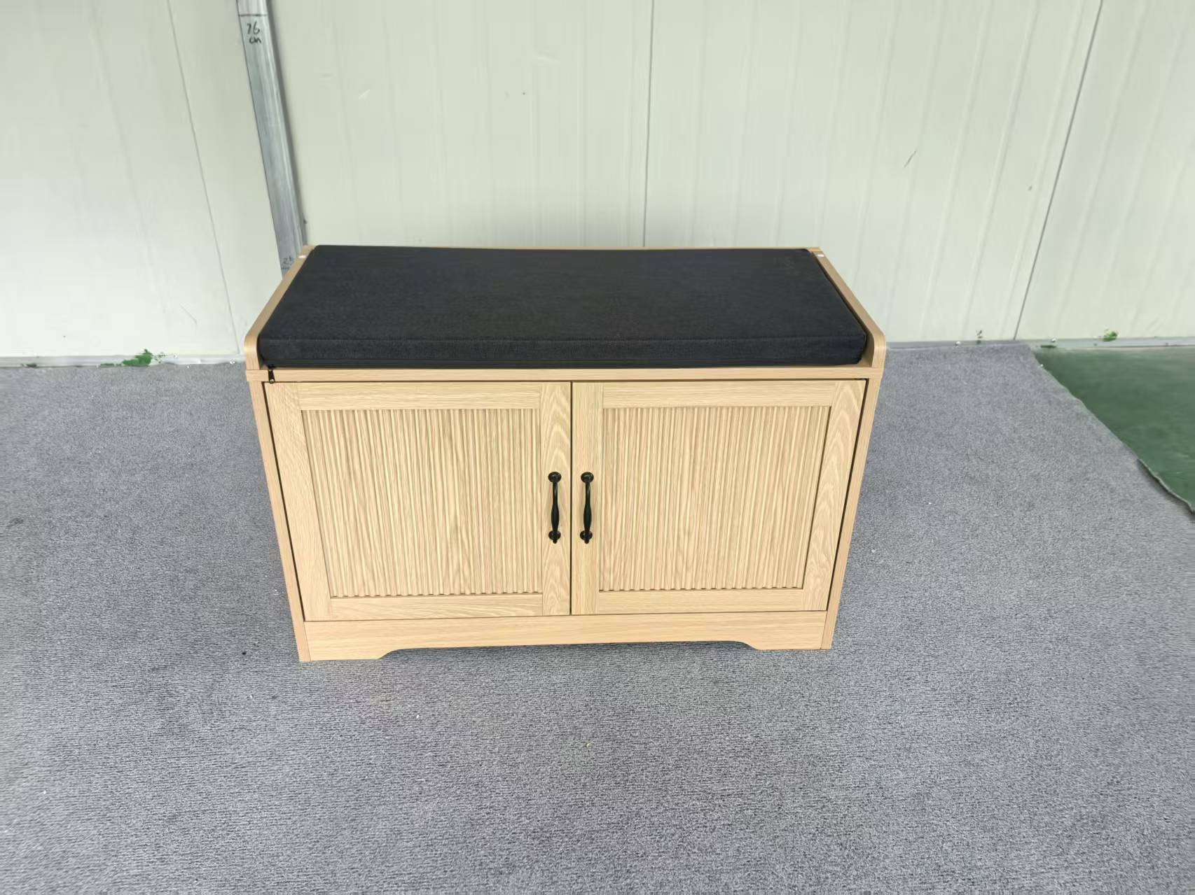 Fluted Entryway Shoe and Storage Bench with Double Doors - Image 17
