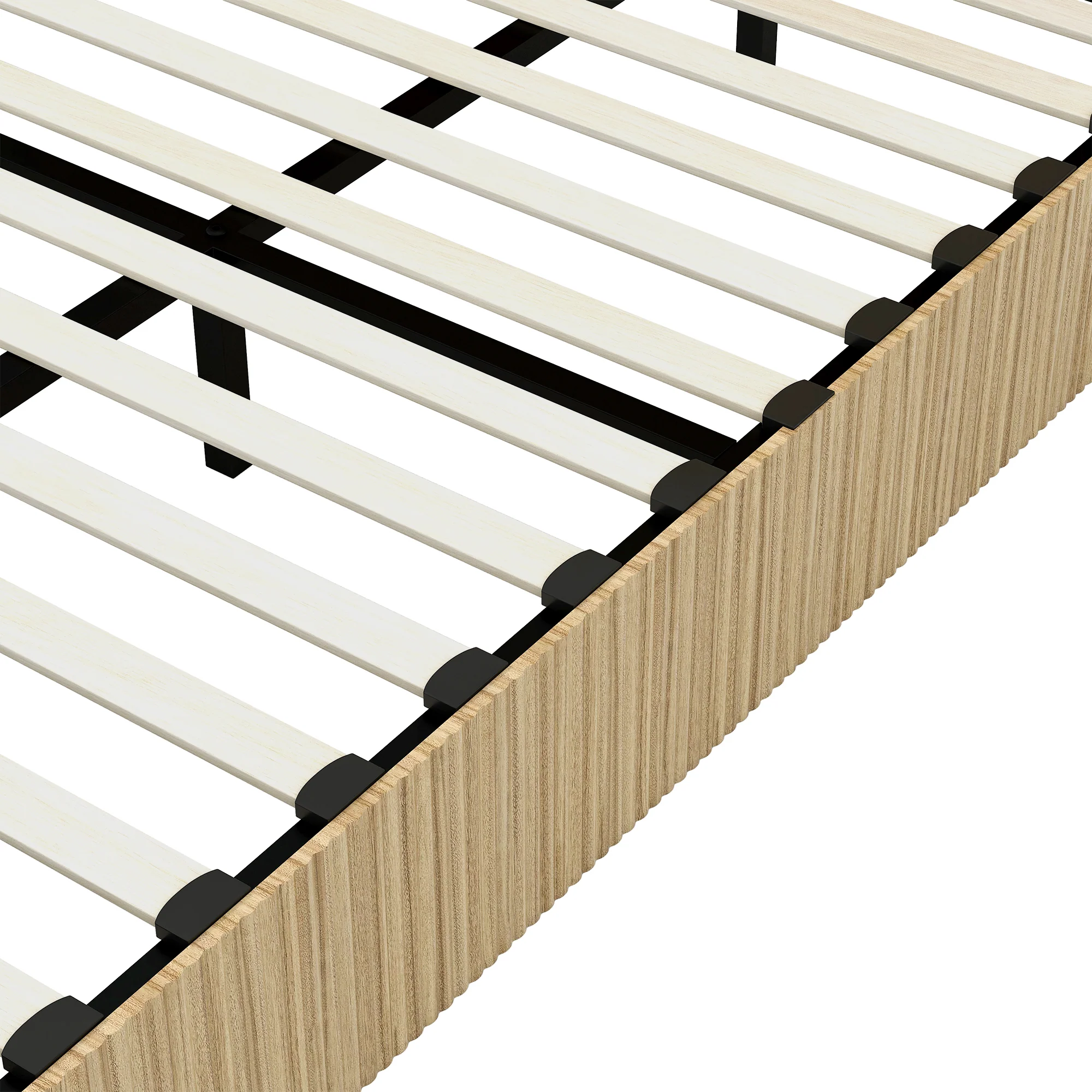 Fluted Mid-Century King Size Wood Bed Frame - Image 10