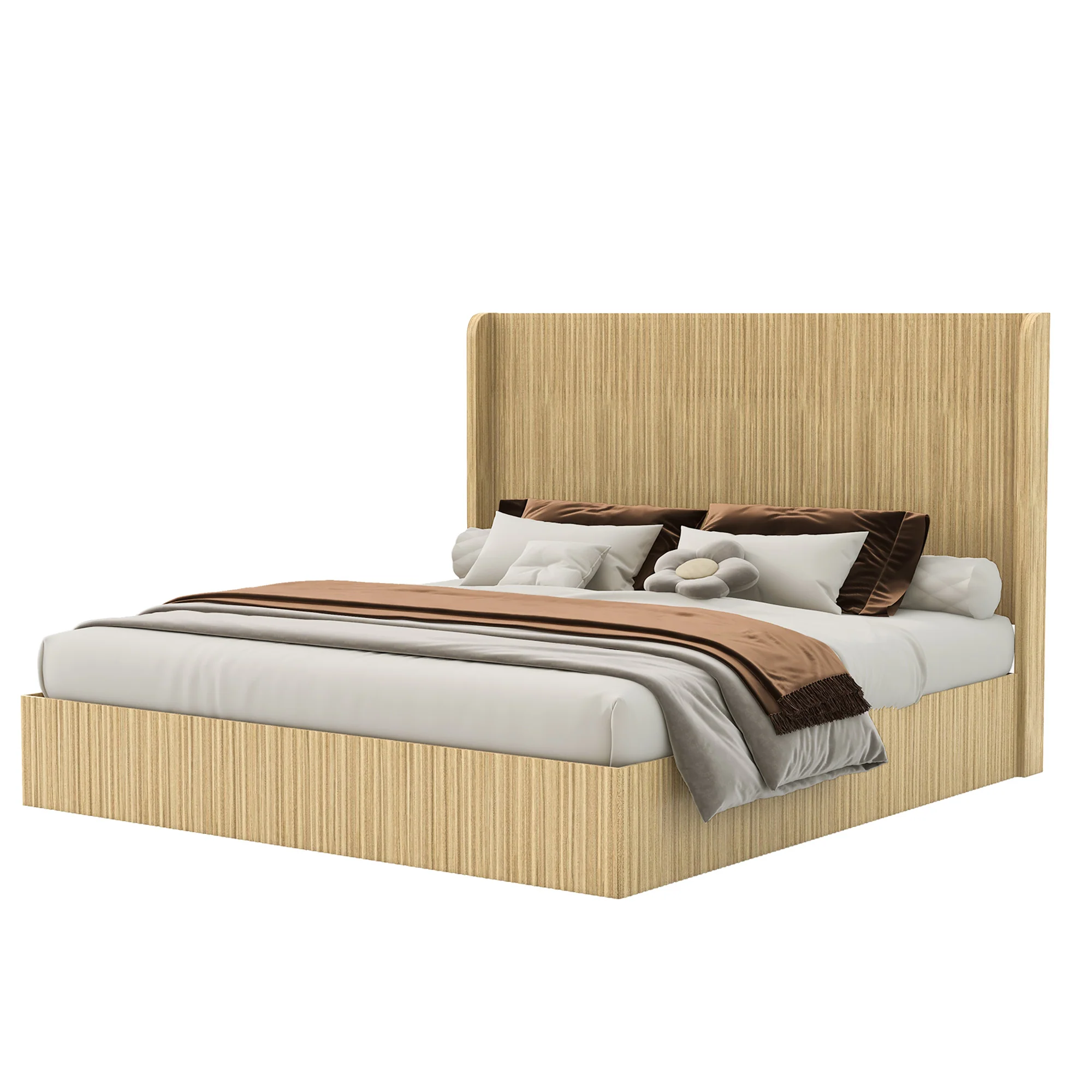Fluted Mid-Century King Size Wood Bed Frame - Image 5