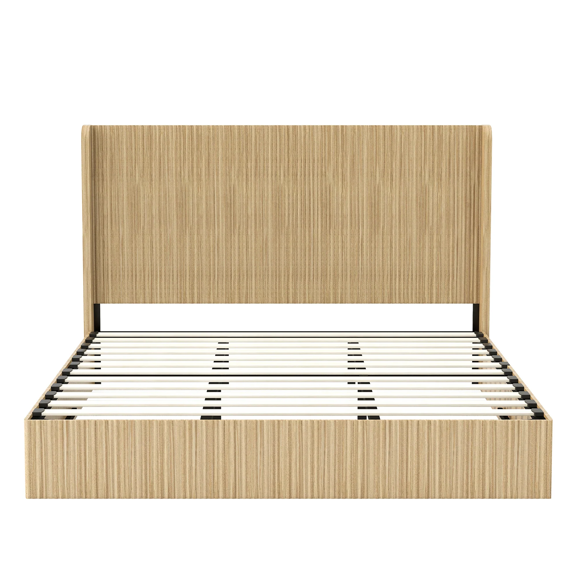 Fluted Mid-Century King Size Wood Bed Frame - Image 6