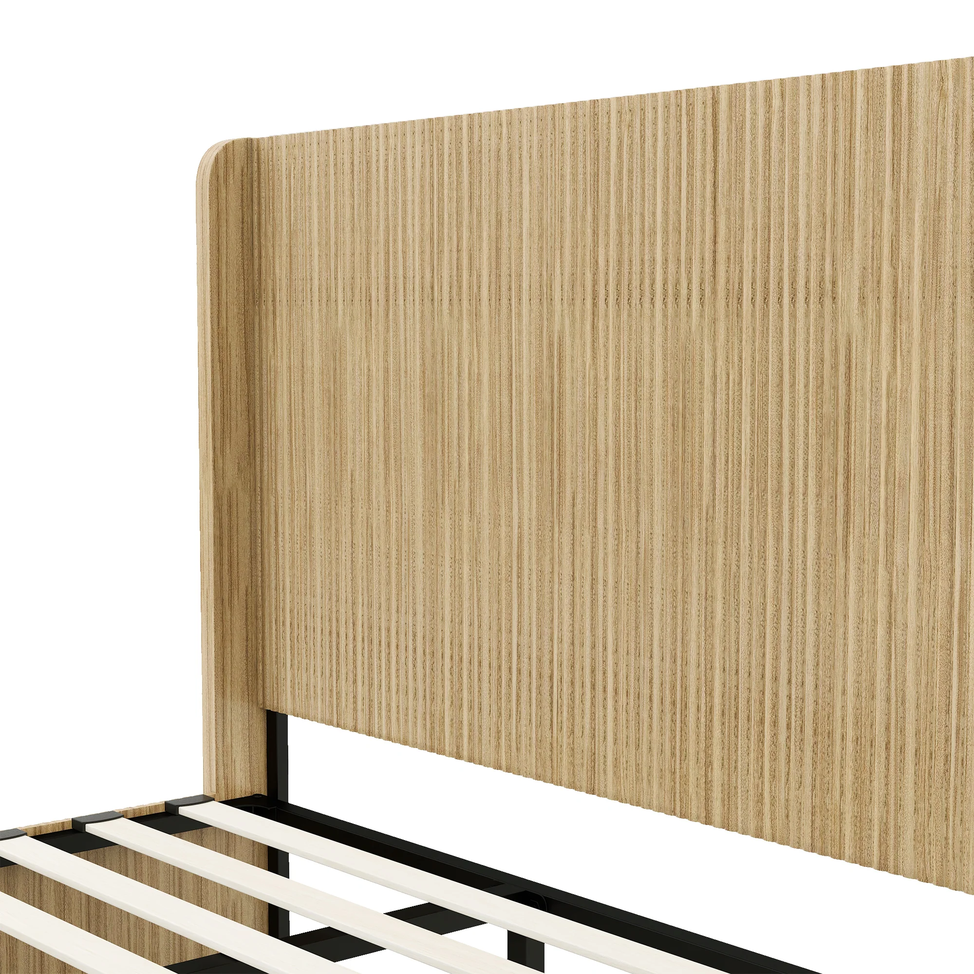 Fluted Mid-Century King Size Wood Bed Frame - Image 7