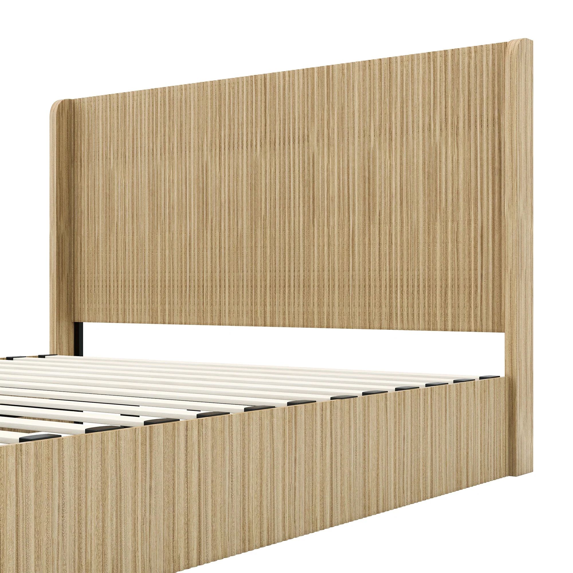 Fluted Mid-Century King Size Wood Bed Frame - Image 9